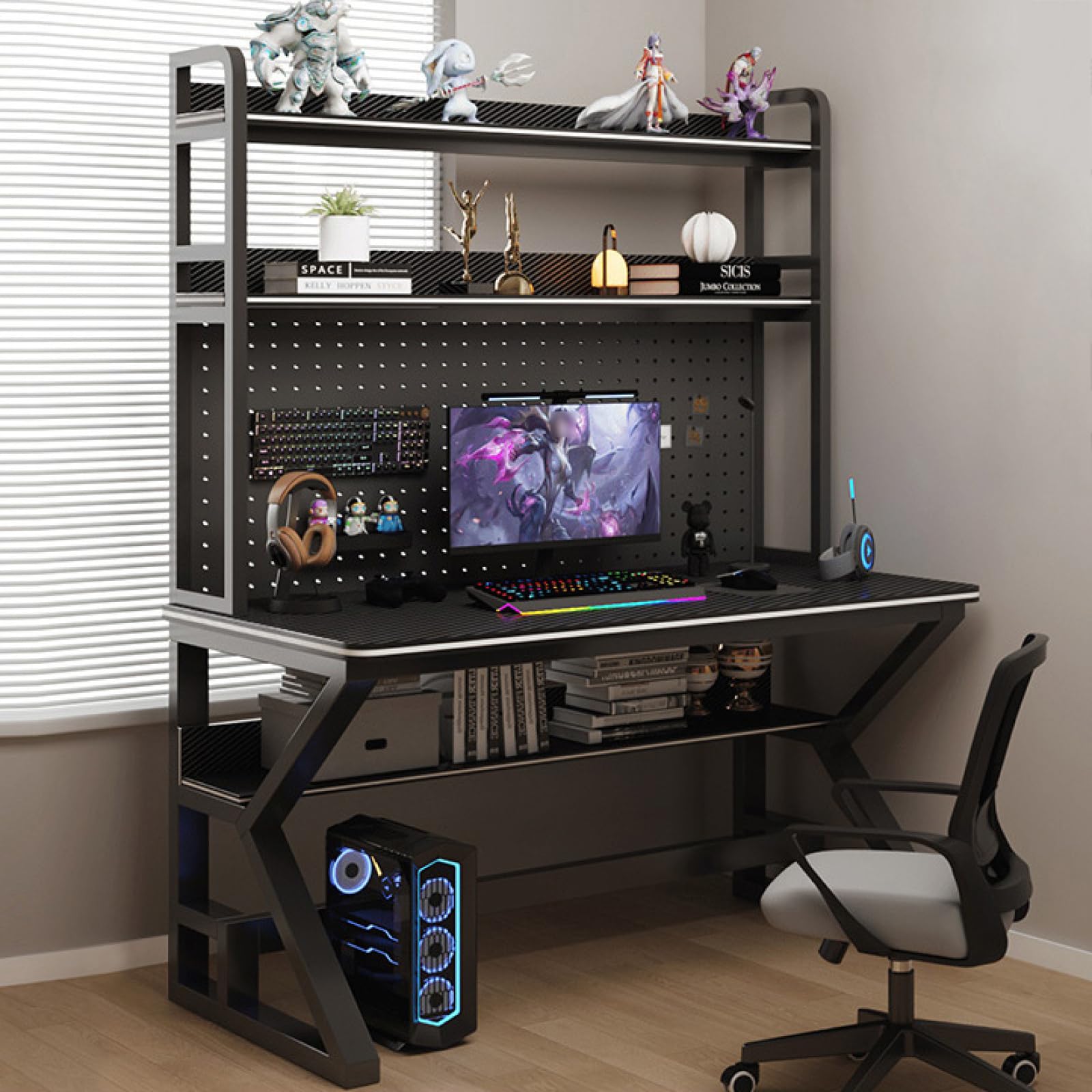 Amazon.com: Computer Desk with Pegboard & Storage Shelves