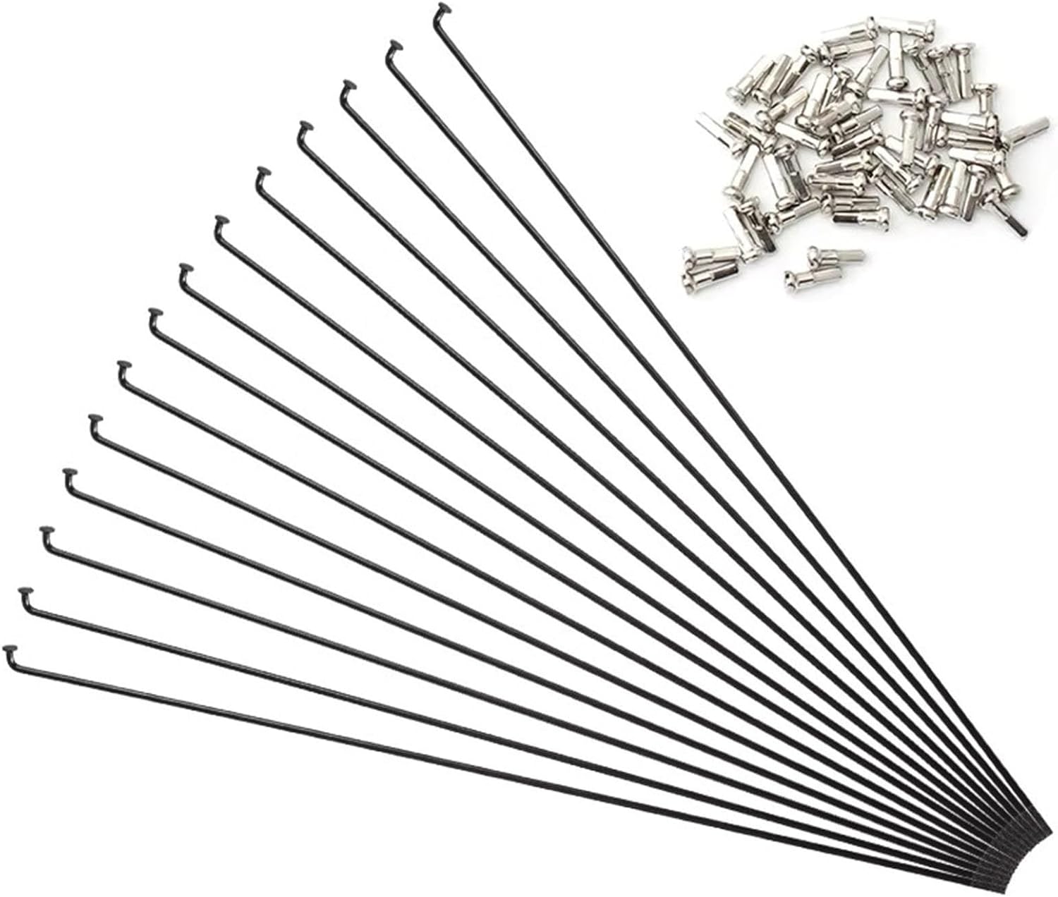 36PCS 14G J Bend for Bicycle Stainless Steel Spokes，101-305mm，Black Bike Spokes with 36 Nipples，Bikes-Replacement/Repair Spoke(280mm)