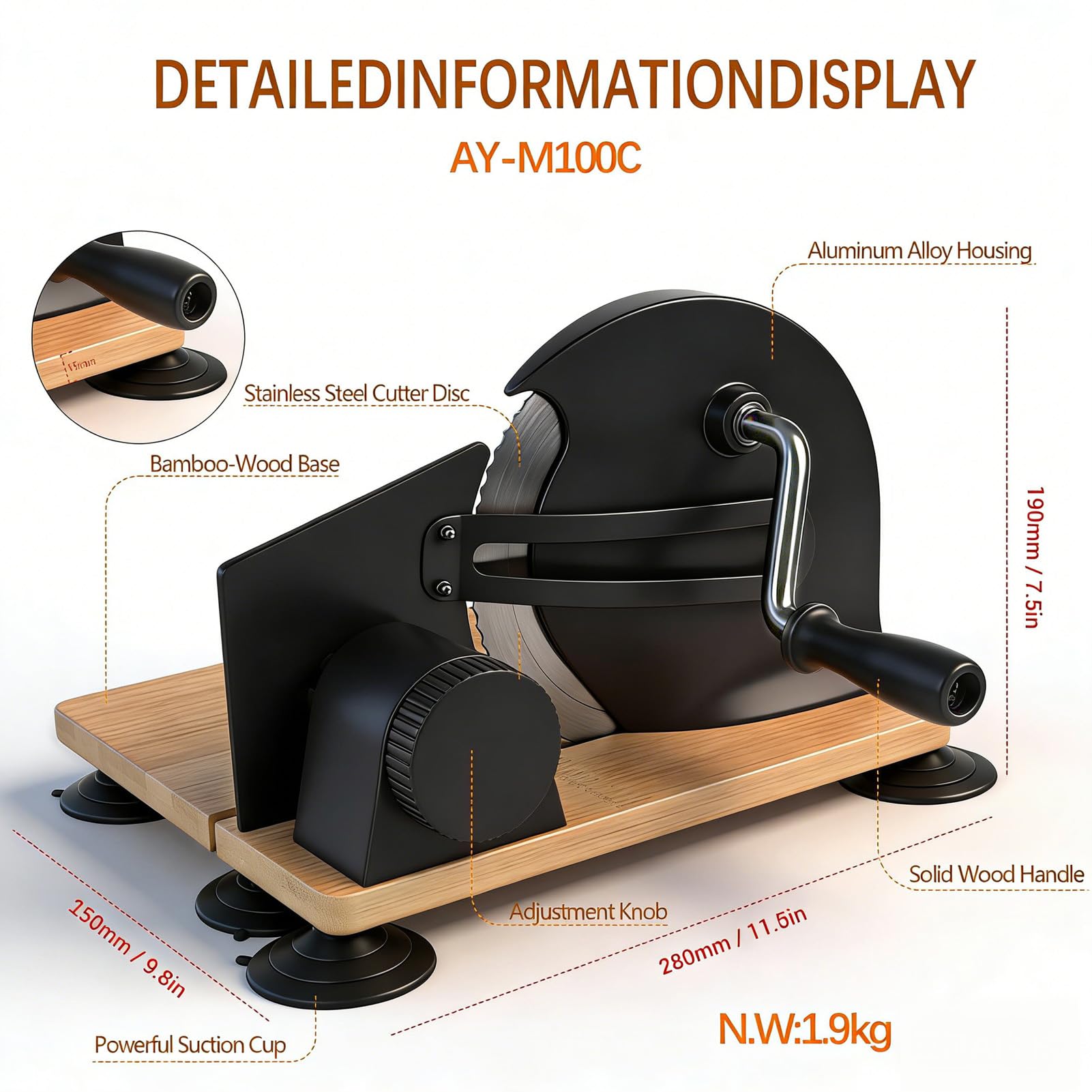 Naroote Cortador de Pan Manual, Herramienta de Corte de Espesor Ajustable con Manivela, Máquina de Corte Uniforme de Acero Inoxidable con Diseño Compacto y Estable, Ideal para Masa Madre y Cocina