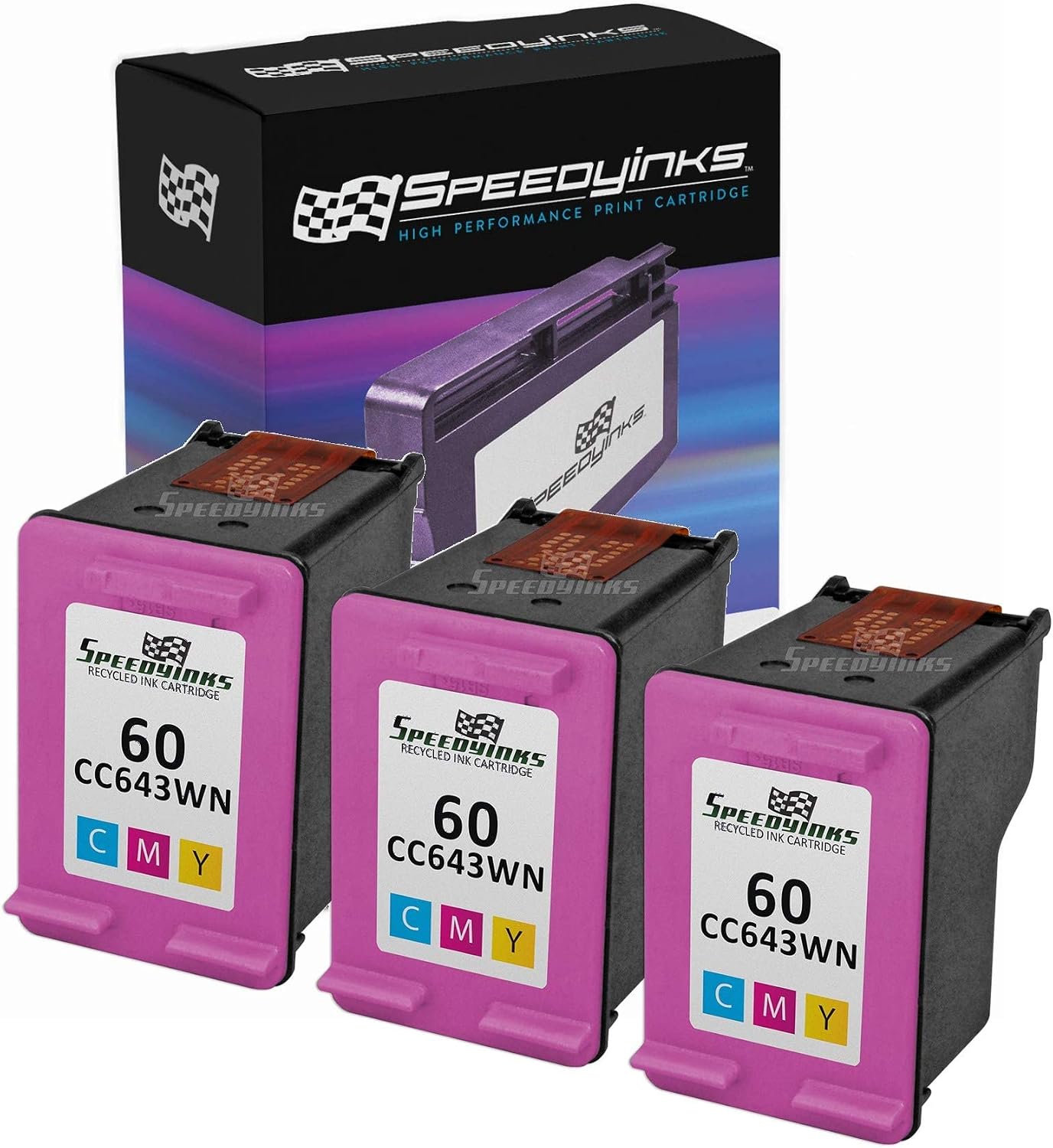SPEEDYINKS Remanufactured Ink Cartridge Compatible with HP 60 (3-Pack) for use in HP Photosmart, Envy e All-in-one, and Deskjet C4680, C4685, F4240, C4799, F4480, F4210, F4440