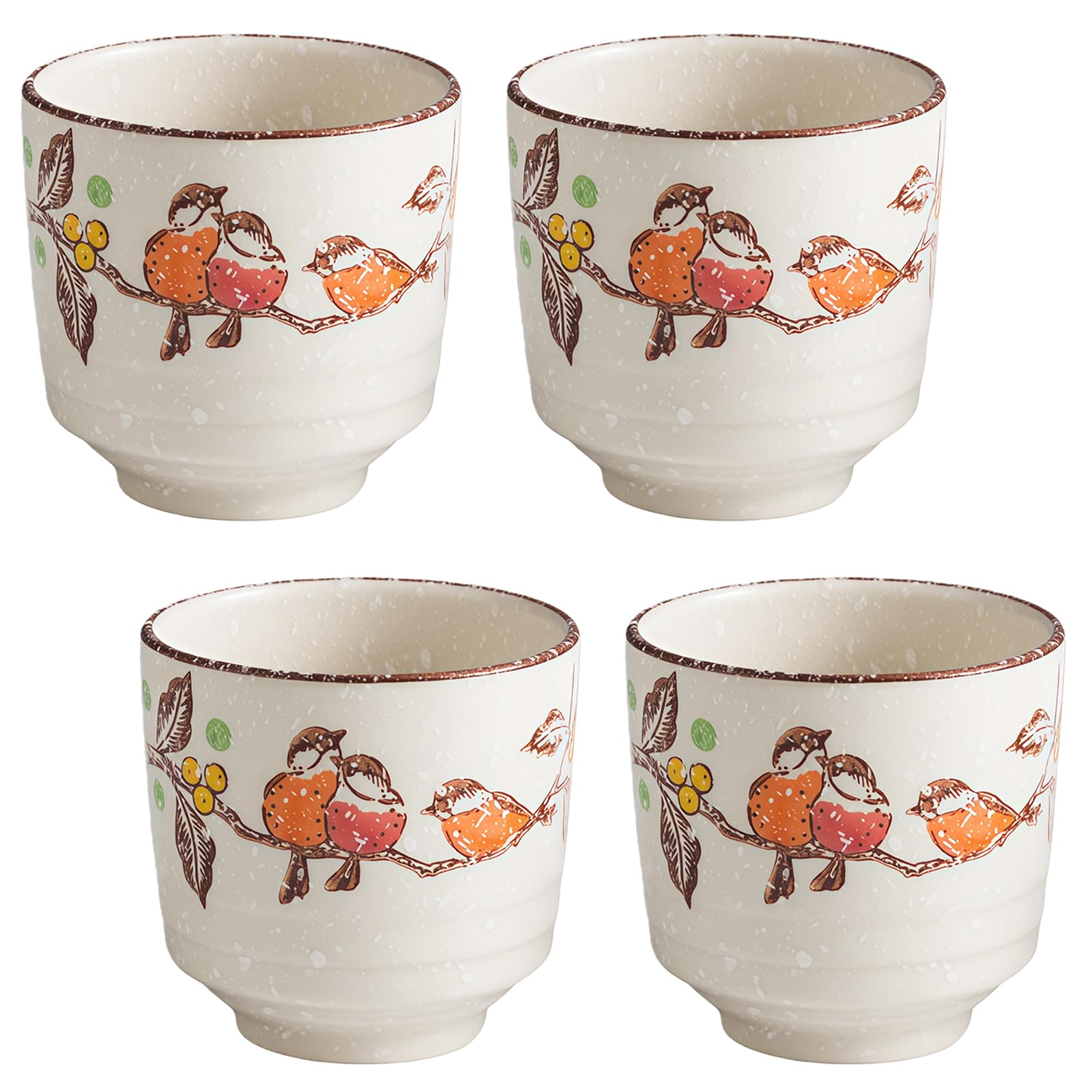 Ceramiczny zestaw 4 filiżanek do herbaty, japoński styl, 170 ml, elegancki design do gorących i zimnych napojów, idealne do domu i na przyjęcia herbaciane