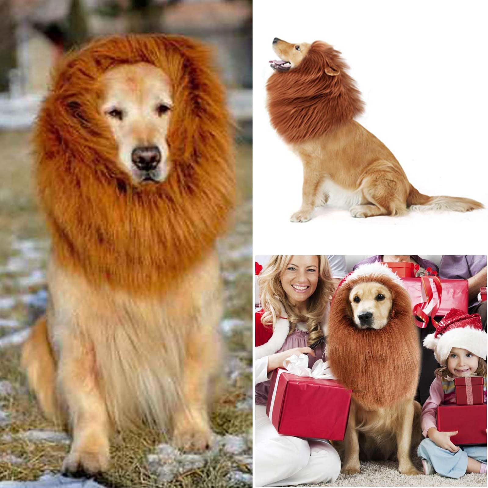 Criniera Leone Per Cane E Gatto - Costume Carnevale Regolabile, Taglia L, Bruno-Rossastro - Foto 5