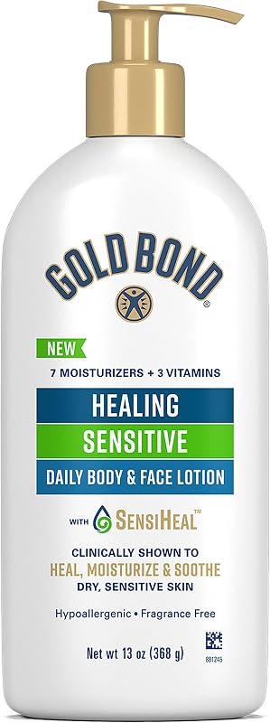 Loção corporal e facial Gold Bond para pele sensível, frasco com bomba, 384 mL