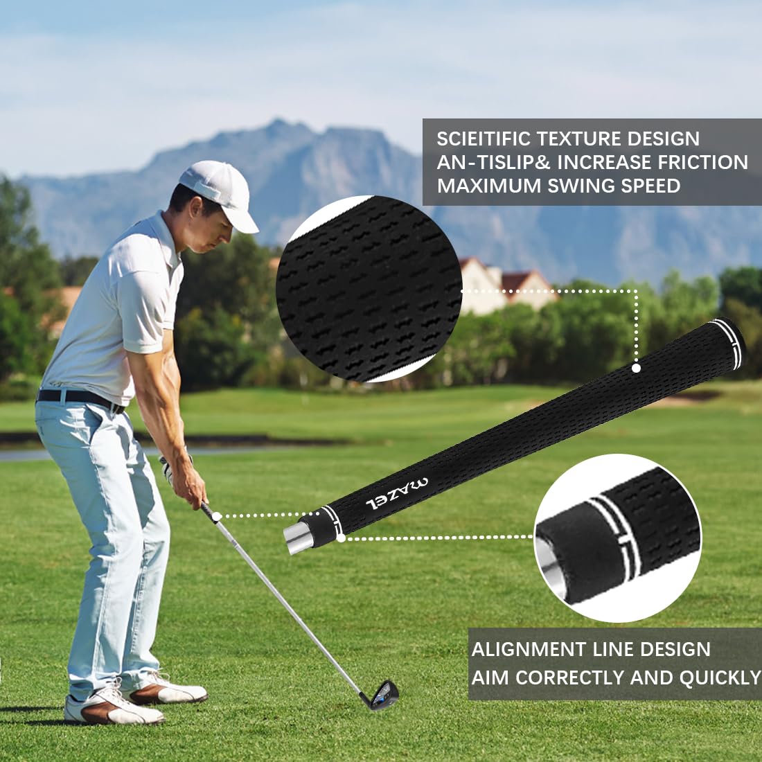 MAZEL Club de golf simple pour homme 1, 2, 3, 4, 7 en fer CNC fraisé avec tige en acier