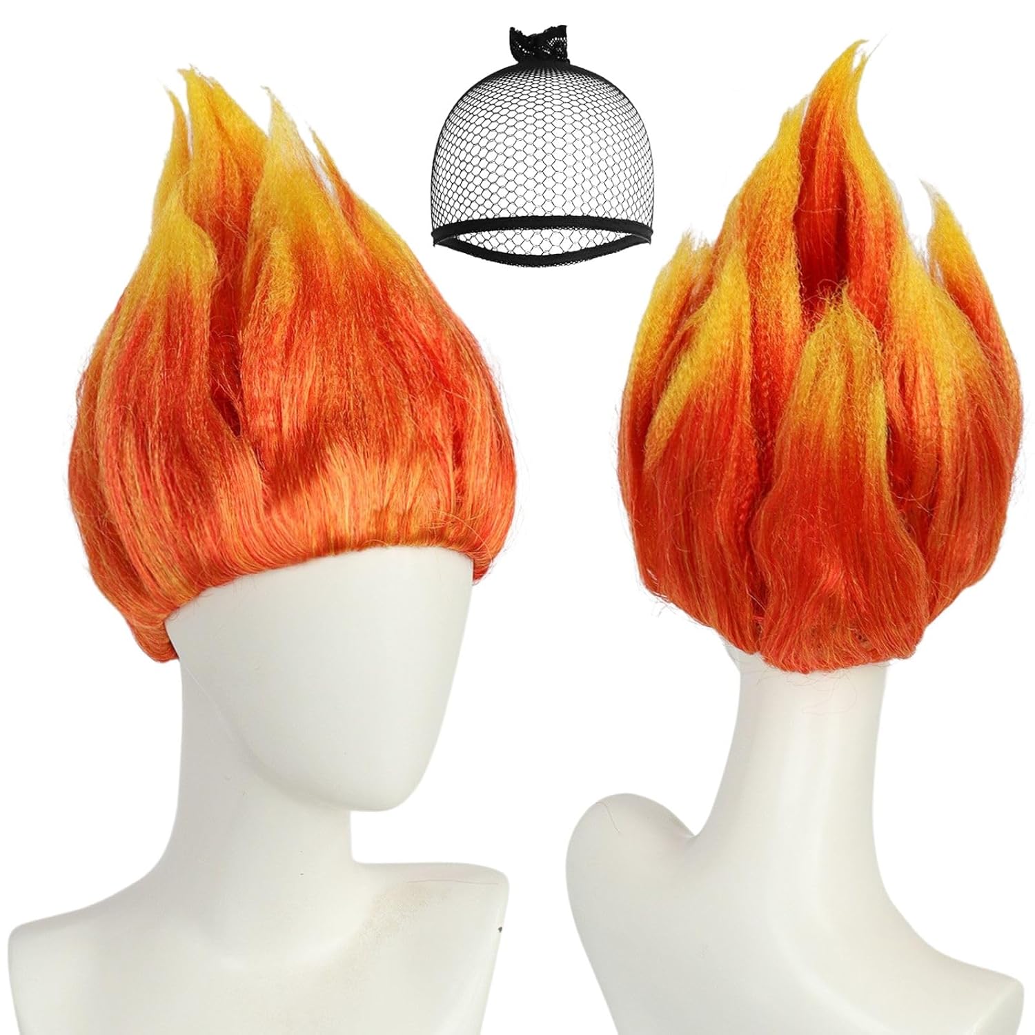 Flame Fire Wig 【+Wig Cap】 Red Ombre Wig for Men