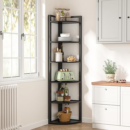 Miniatura 4 de TRIBESIGNS WAY TO ORIGIN Estantería esquinera de 70.9 pulgadas de alto, estante de escalera de 6 niveles con marcos de metal, estantería moderna