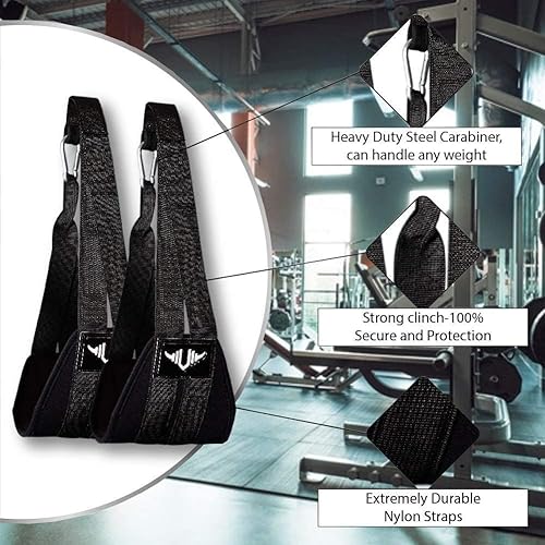 Miniatura 3 de Vikingstrength Correas para abdominales  Par de eslingas acolchadas de alta calidad para gimnasio en casa para barra de dominadas  Levantador de