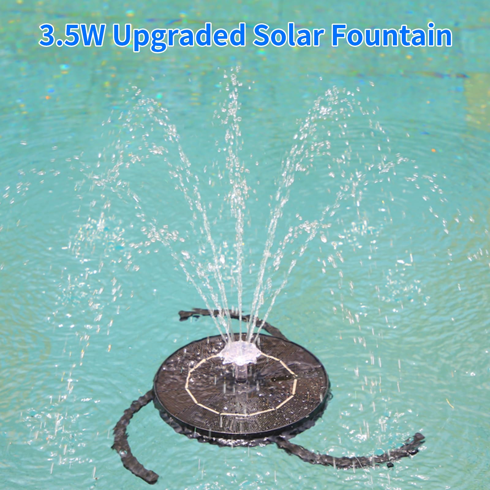 AISITIN Fontana Solare da Giardino Esterno con 4 Effetti Spray, Fontana Solare per Laghetto 3.5W, Pompa Acqua ad Energia Solare Galleggiante con Staffa Regolabile per Stagni/Vasca Uccelli/Giardino