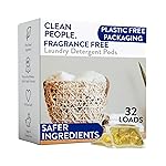 The Clean People Fragrance Free Laundry Detergent Pods - Hypoallergenic Laundry Pods - Ultra Concentrated, Recyclable Packaging, Stain Fighting - Fragrance Free, 32 Pack