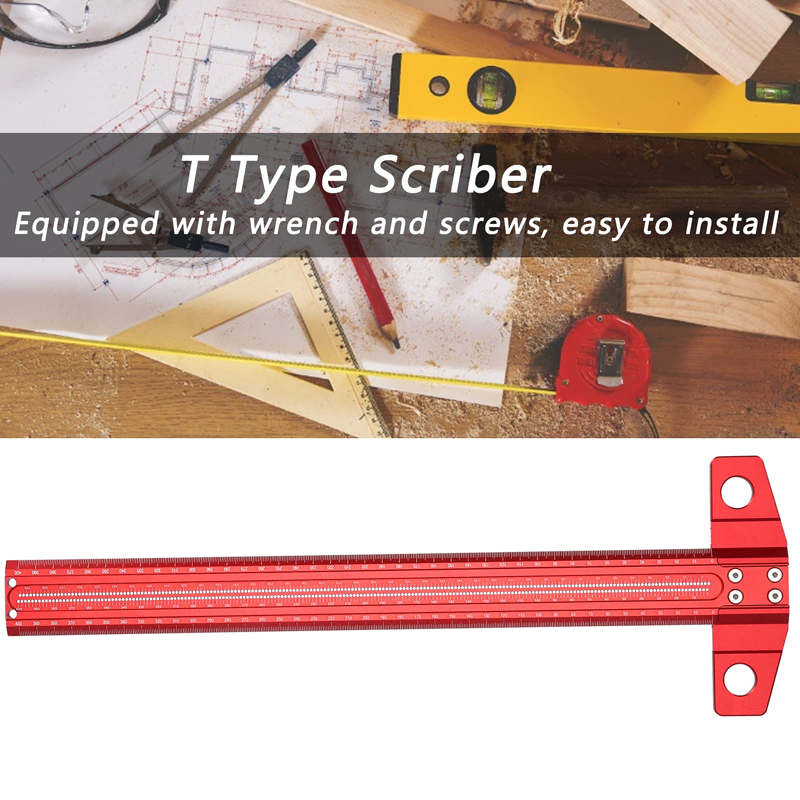 CCYLEZ Équerre en T en Aluminium Réglable, Outil de Précision pour (400mm)