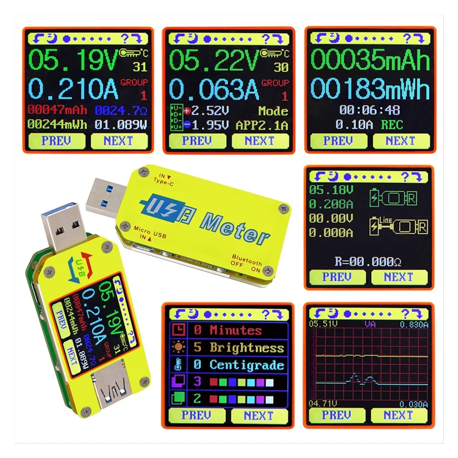 Urządzenie pomiarowe tester USB Rd um34 um34c. dla Aplikacja USB 3.0. Rodzaj -CDC Napięcie AMMETER VOLTMETER Miernik Aktualny miernik naładowania baterii Tester oporności na kabel(UM34C and HD35)