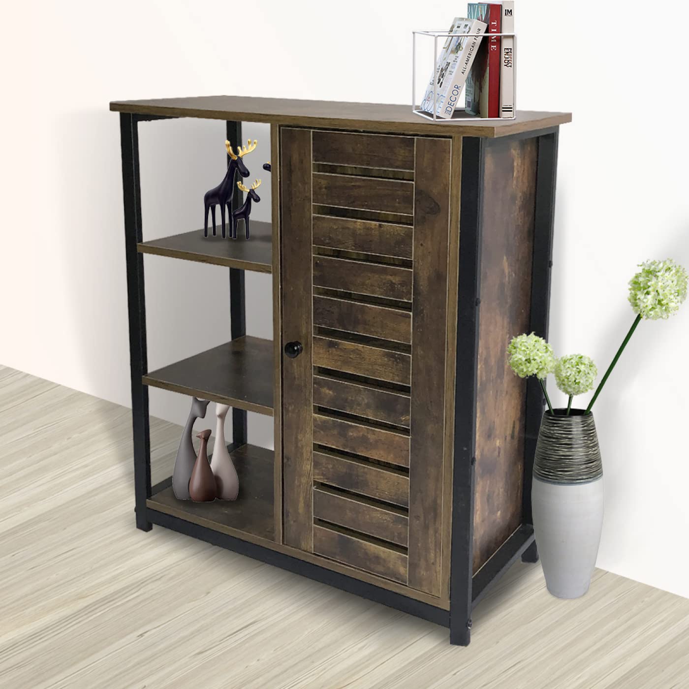 Wandschrank Sideboard Beistelltisch Tough - schwarzes Metall braunes Holz