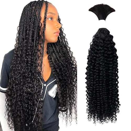 Miniatura 26 de Cabello Humano para Trenzado 100g Un Paquete/Lote de 22 Pulgadas, Cabello Natural Negro, Onda de Agua, Rizado, a Granel, para Trenzado Sin Tejido