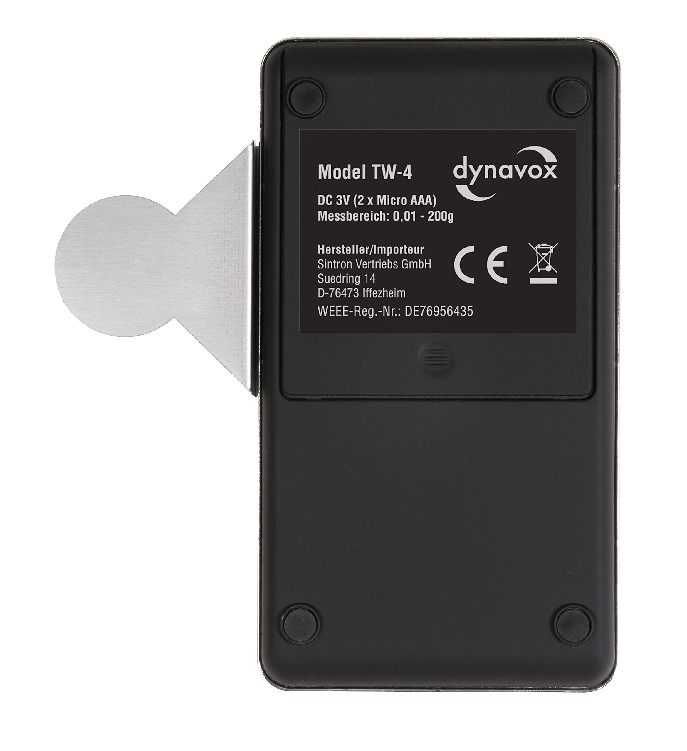 Dynavox Balanza Electrónica para Brazo TW-4, Medición y Ajuste de la Fuerza de Apoyo para Cápsulas de Tocadiscos, Plataforma Antimagnética, Alta Precisión