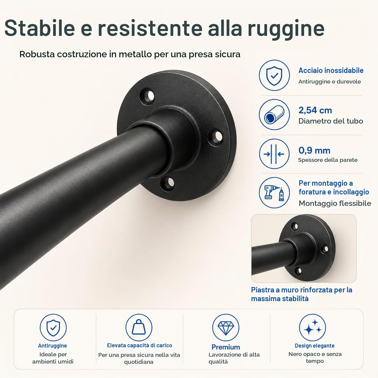 Bastone Per Tenda Da Doccia A Forma Di U/L, Bastone Per Tenda Da Doccia Angolare Retrattile In Acciaio Inox Nero. 75×(150-190)×75 cm Adatto Per Bagni, Spogliatoi, Negozi Di Abbigliamento