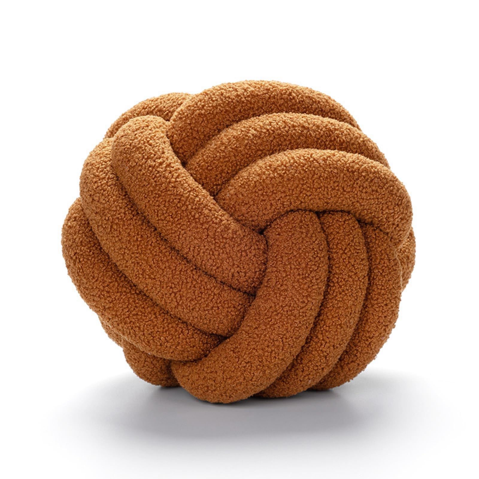 BSOMAM Knot Ball Pillow, Knotted Ball Throw Pillow Ultra Soft Companionship Decorative Hand-woven Knotted Ball Lamb Velvet Sofa Cushion, Knot Cushion, Sofa Pillow for Bedroom (Brown)