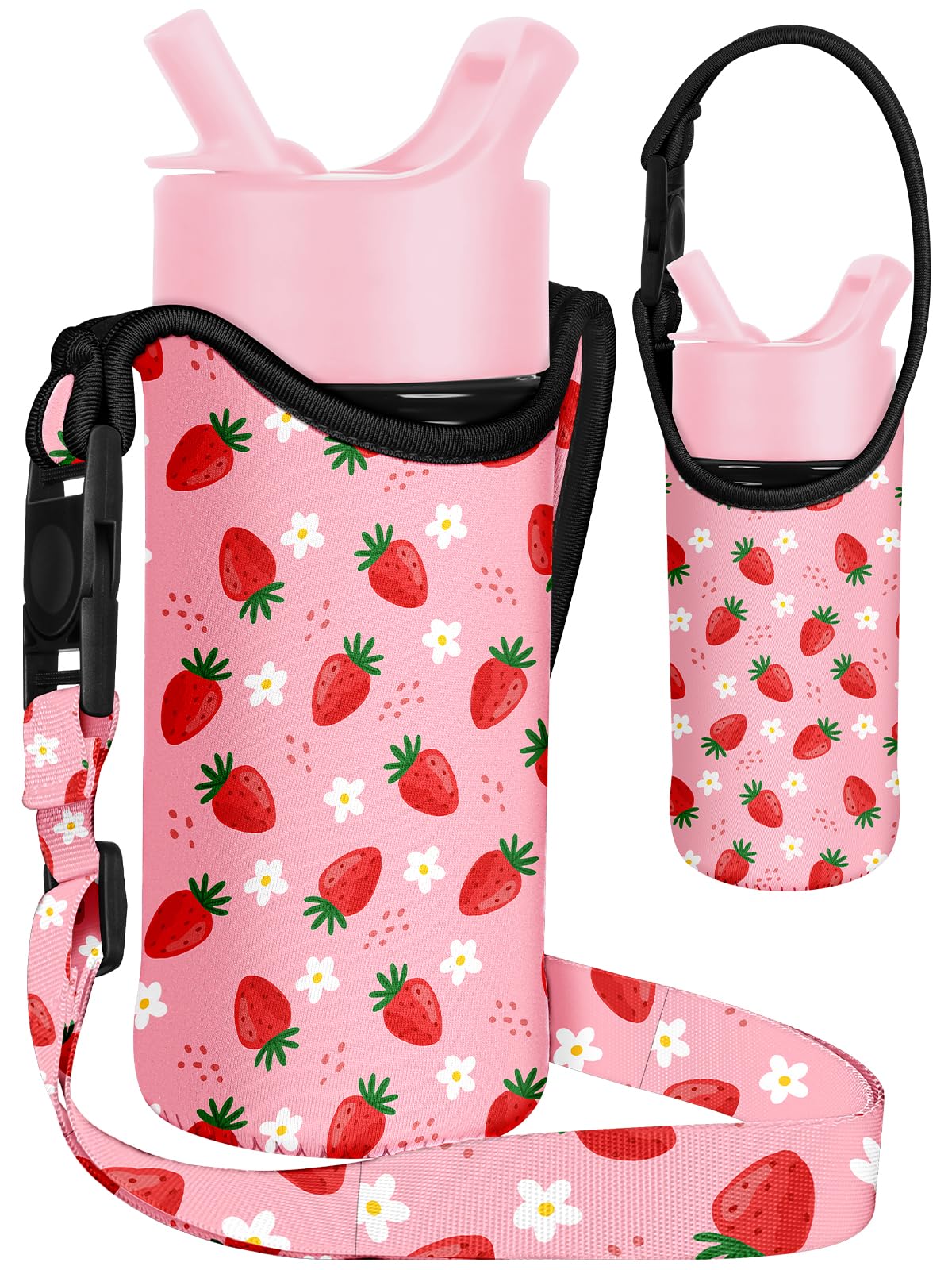 Miss Adola Water Bottle Carrier with Strap - Handheld Kids Water Bottle Holder for 10-16 oz / 14-20 oz Cute Cartoon Design Neoprene Crossbody Bottle