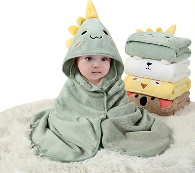 Hooded Baby Towel - 4 Pack Premium Soft Bath Towel for Baby, Newborn,Infant - Ultra Absorbent,Natural Baby Stuff Towel, Soft Coral Velvet Coral Fleece Bath Towel for Boys and Girls