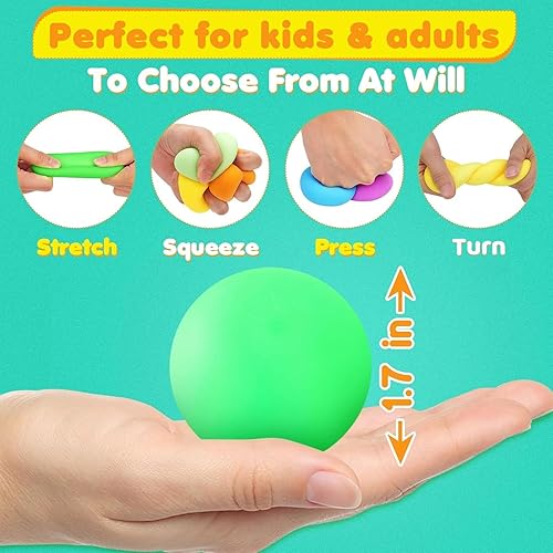 Miniatura 4 de Bolas de estrés esponjosas para niños, paquete de 32 bolas elásticas de levantamiento lento para niños, juguetes antiestrés para autismo y TDATDAH,