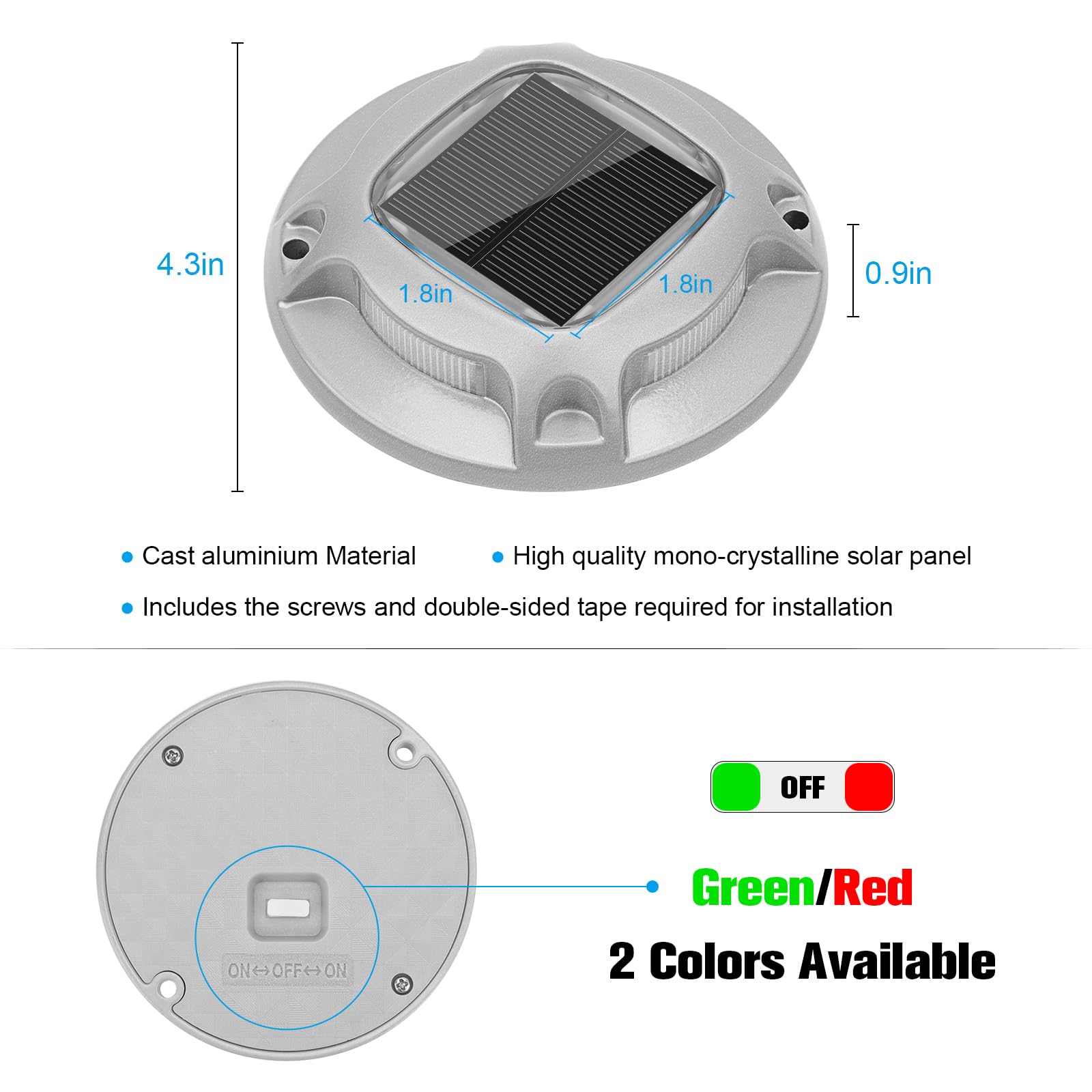 VOLISUN Christmas Solar Driveway Lights Dock Marine Lights 4 Pack,2 Co