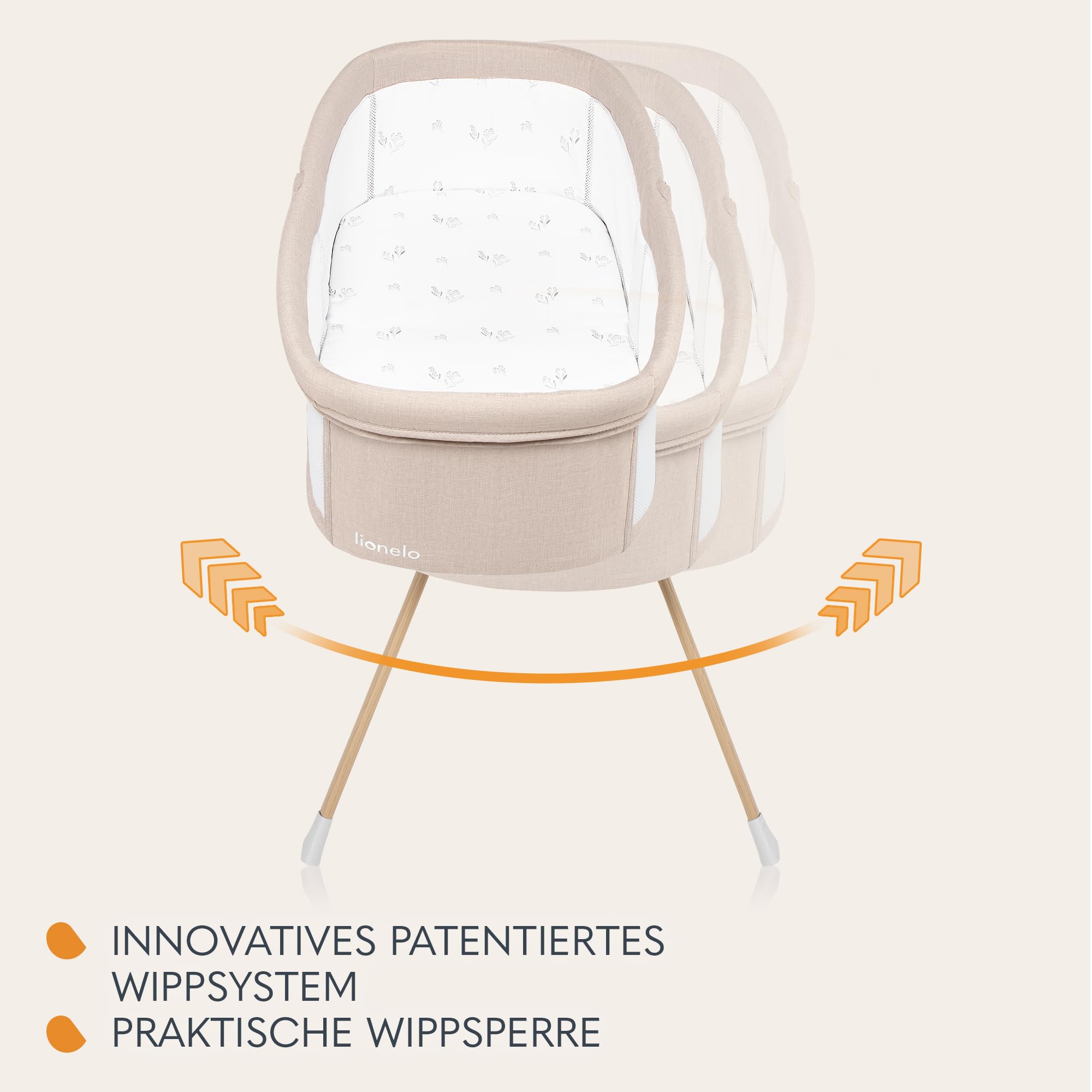 Lionelo Malin Evo Babywiege, Reisebett für Babys mit Matratze | Kinderreisebett, Reisegitterbett, von 0 bis 9 kg, Vordach, Moskitonetz, klappbar, Schaukelsystem, Liegeverstellung, schnelle