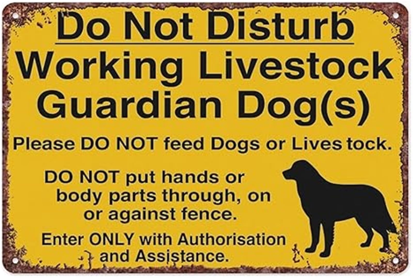 NWPNLXEA Farm Humor Metal Sign Do Not Disturb Working Livestock Dogs Vintage Decor for Home or Shed 8 X 12 in