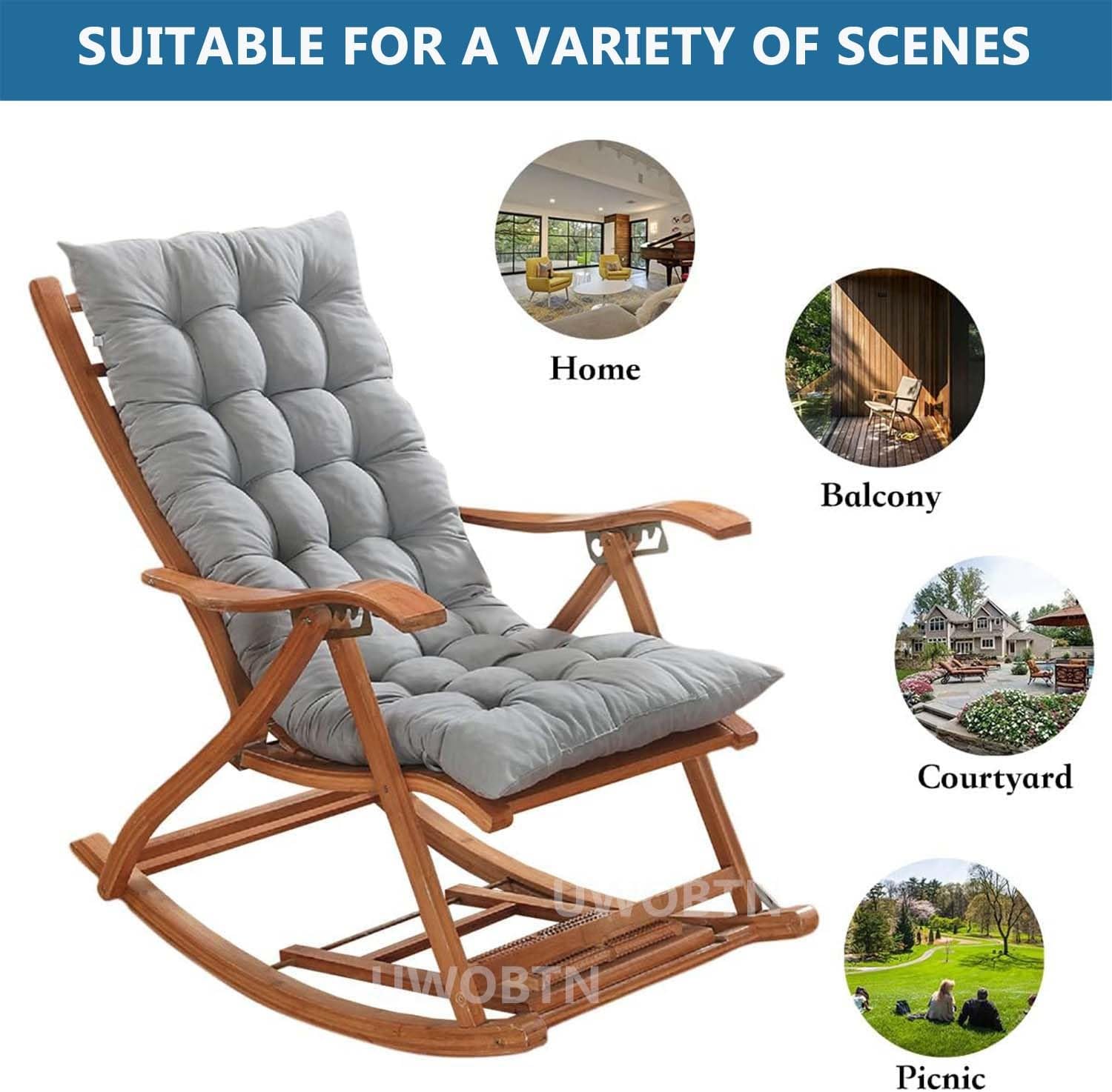 Cuscino per Sedia a Sdraio da Giardino Morbido Confortevole Cuscino per Lettino Prendisole Cuscini per Sedie a Dondolo Antiscivolo Cuscino per Sdraio Relax per interni ed esterni(B,120x48x8cm)