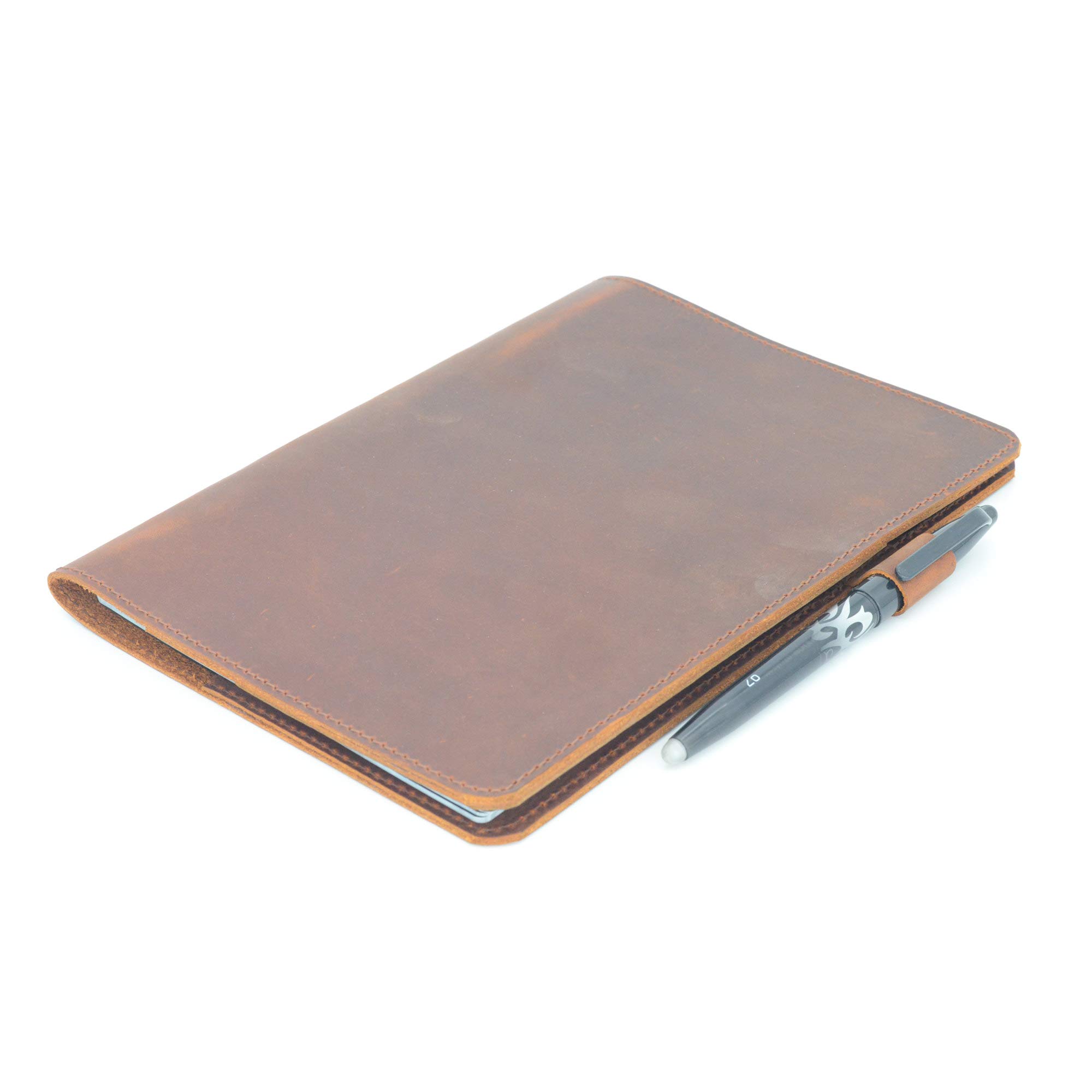 JJNUSA Compatibile con Rocketbook Cover Smart Business Handmade in vera pelle invecchiata per Everlast, Fusion, Wave Moleskin A4 con passante per penna e porta carte di credito, lettera 28 x 21,6 cm,