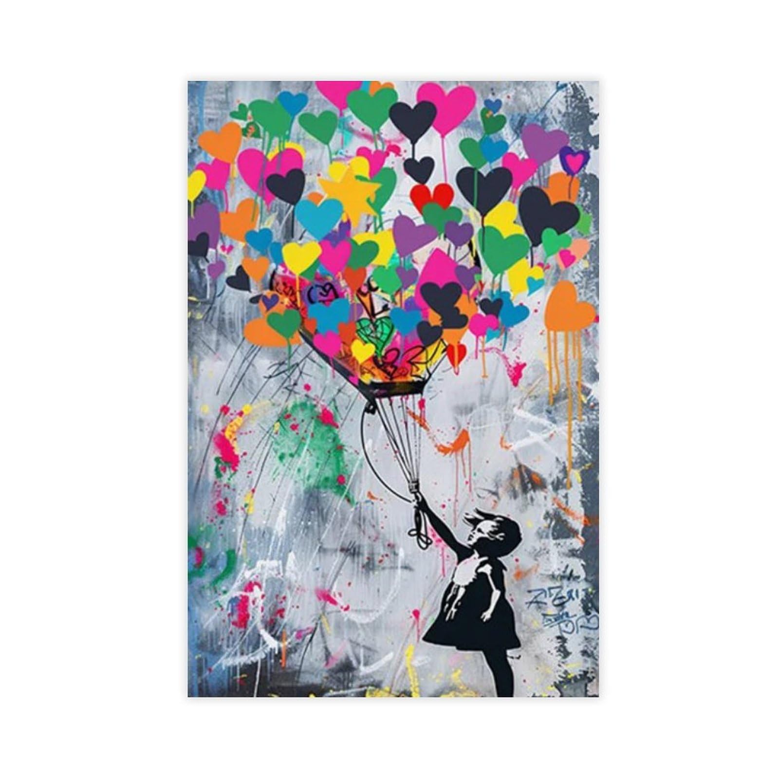 Gqvcjsw Girls Banksy Balloon Street Art Canvas Poster Wall Art Decor Print Picture Paintings For Living Room Bedroom Decoration 24X36inch(60X90cm)
