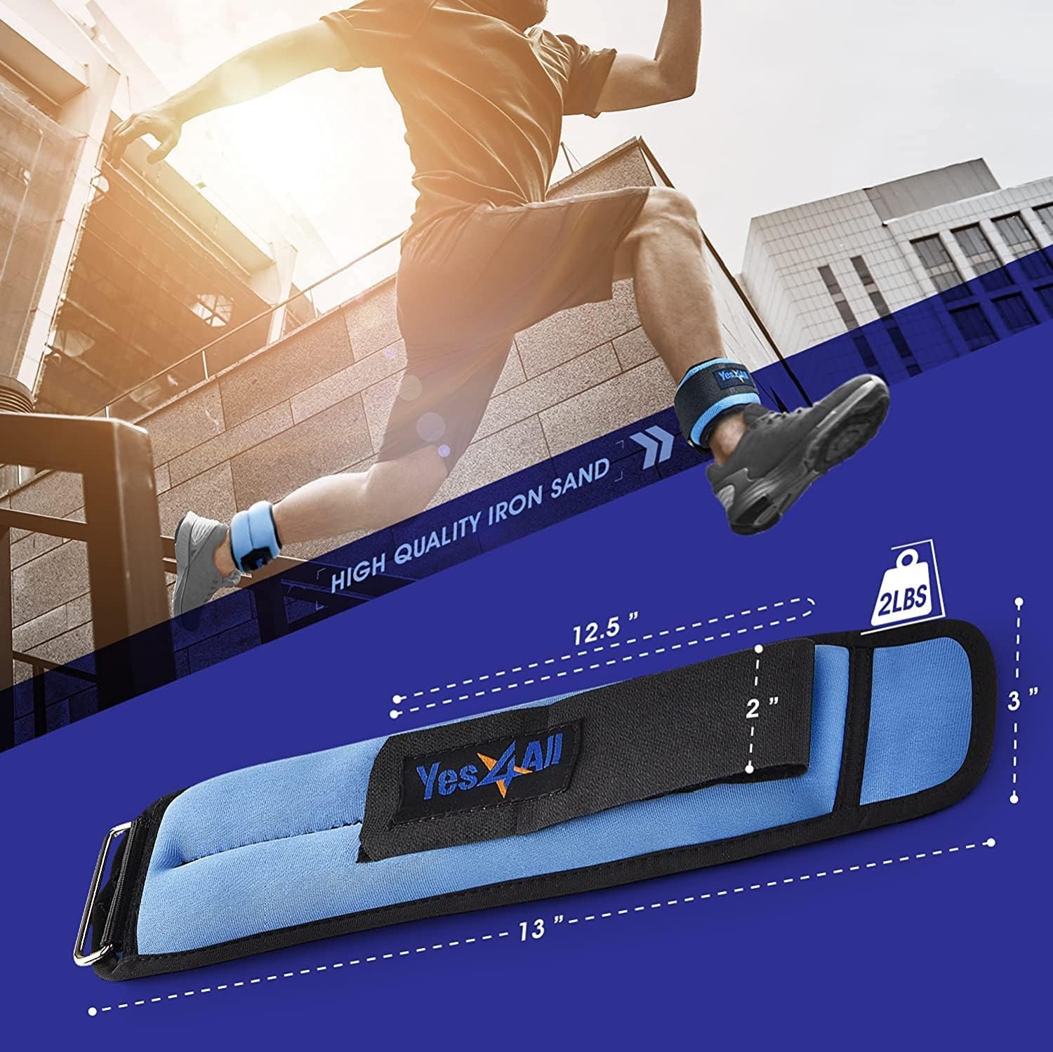 Yes4All Peso Caviglia in neoprene (0,9 kg - 4,5 kg) - Pesi unisex per la caviglia per camminare, arrampicarsi e fare ginnastica