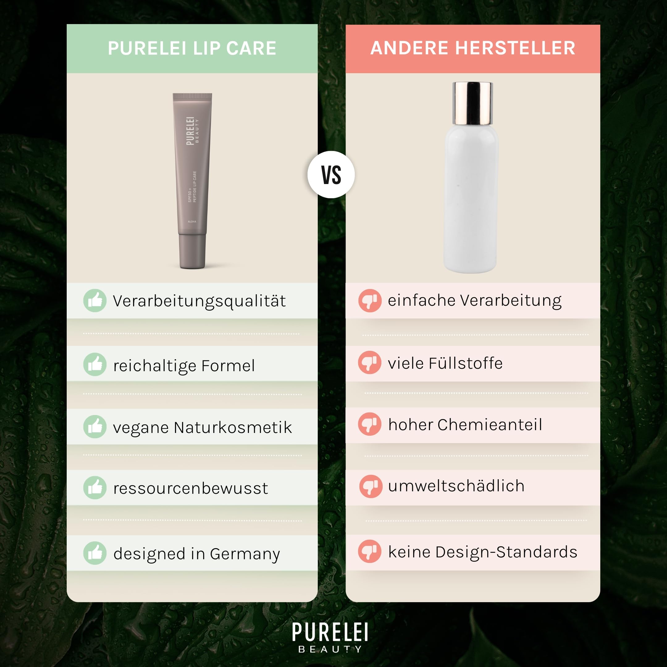 PURELEI® Aloha SPF50 Peptide Lip Plumper (10 ml) - Soin des lèvres protecteur pour des lèvres souples et douces - Soin des lèvres sèches