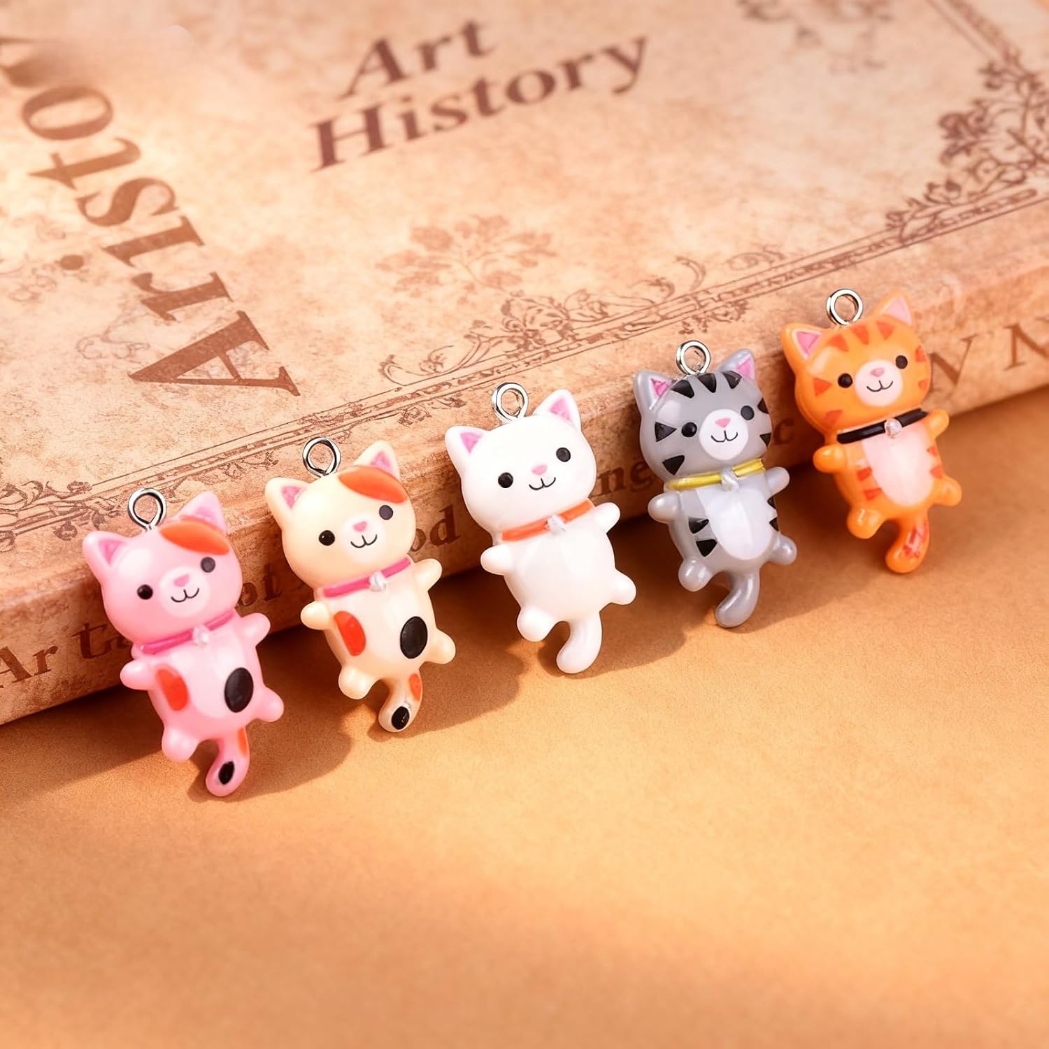 30Pcs Cat Beads Charms Pendant - Naughty Kitty Charms for DIY Bracelets, Jewelry Making, Cute Enamel Pendants for Crafting image 3