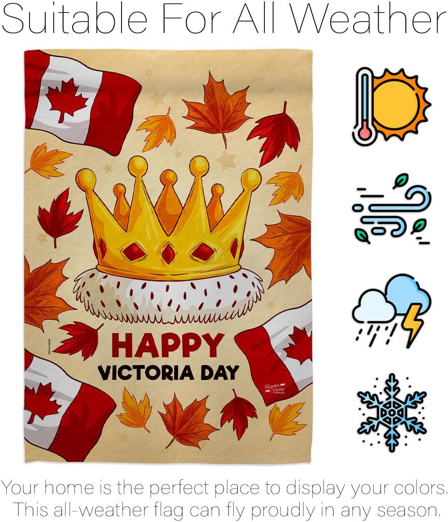 Happy Victoria Day Garden Flag Canada Provinces Canadian Territories Region Country Particular Area House Decoration Banner Small Yard Gift Double-Sided, Made in USA