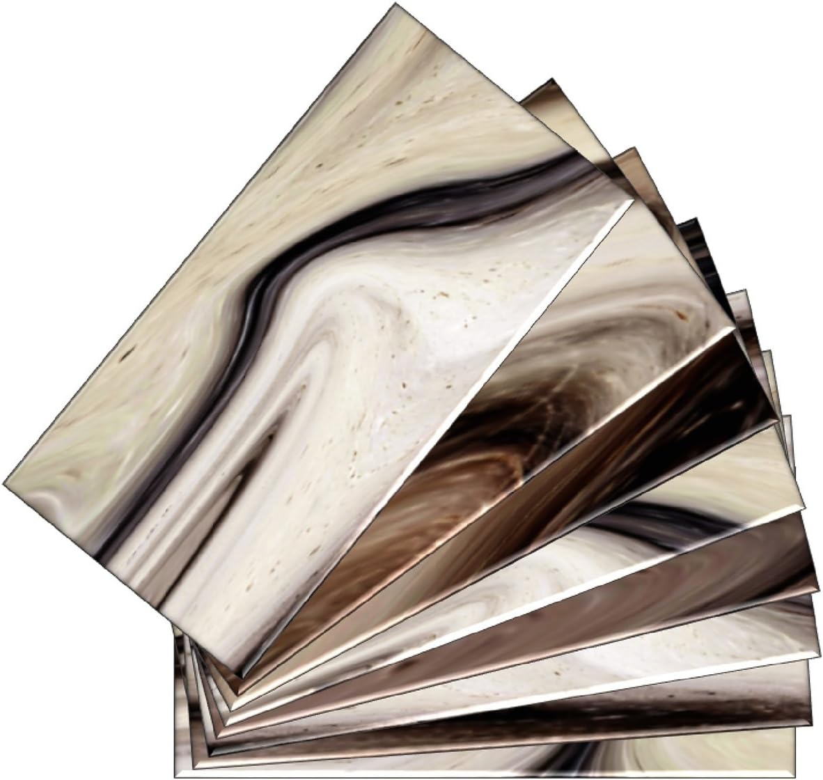 04409 Peel and Stick Earth Tone Watercolors 6 in. x 3 in. Glass Wall Tile (48-Pack), 6" x 3"