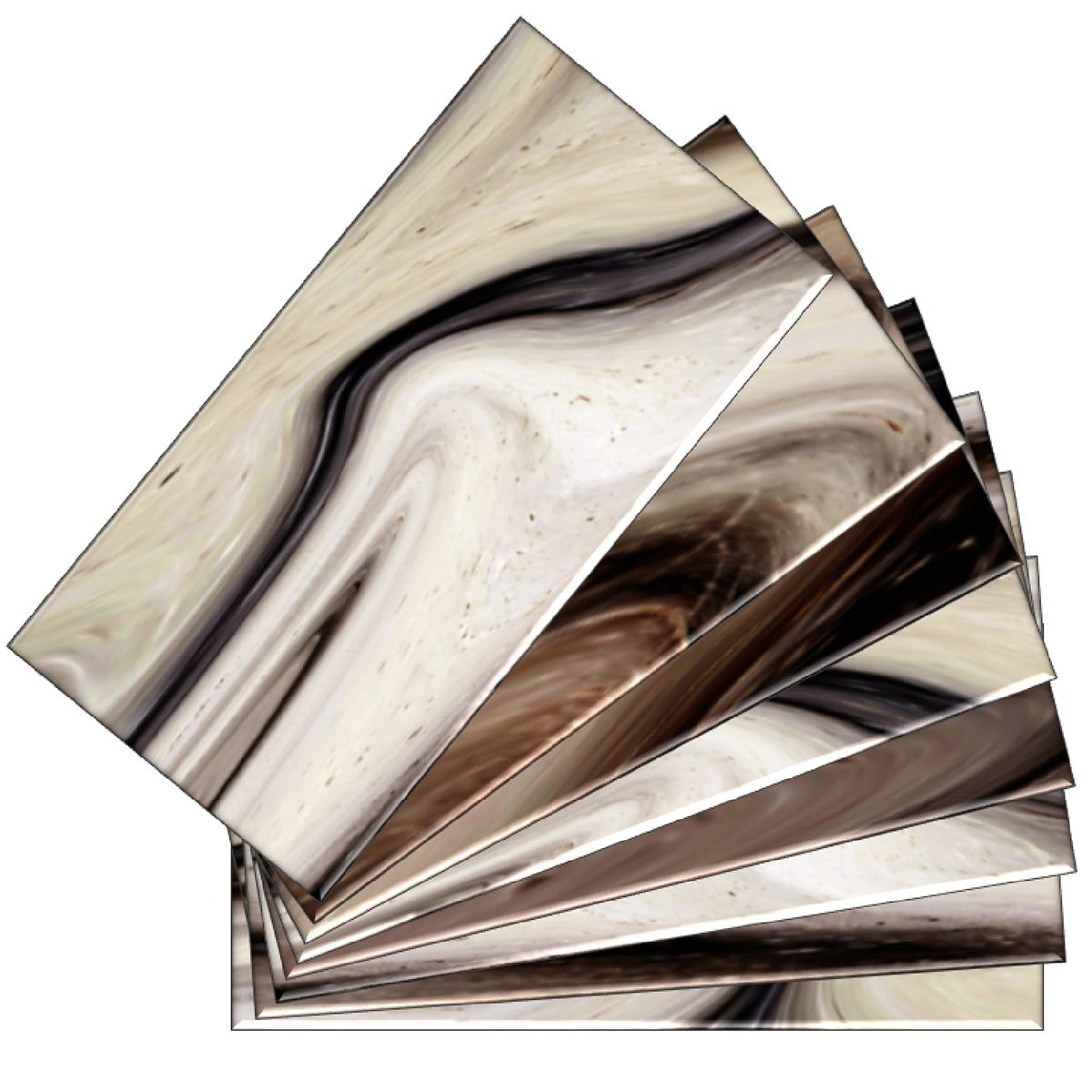 04409 Peel and Stick Earth Tone Watercolors 6 in. x 3 in. Glass Wall Tile (48-Pack), 6" x 3"