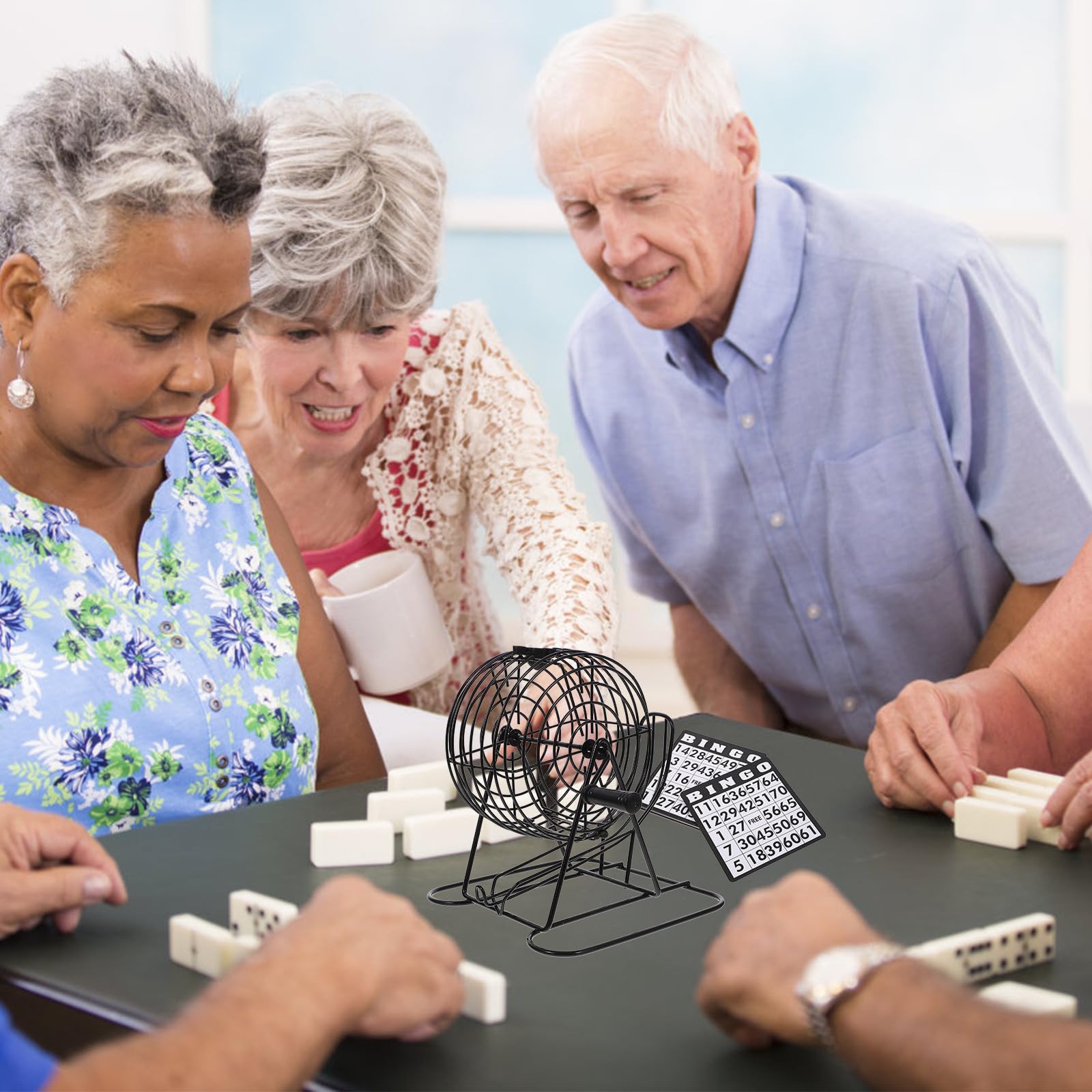 Jeu de Bingo Machine à Loterie Manuelle en Fer Noir, Jeu de Société Excitant et Engageant pour Soirées à Thème et Maisons