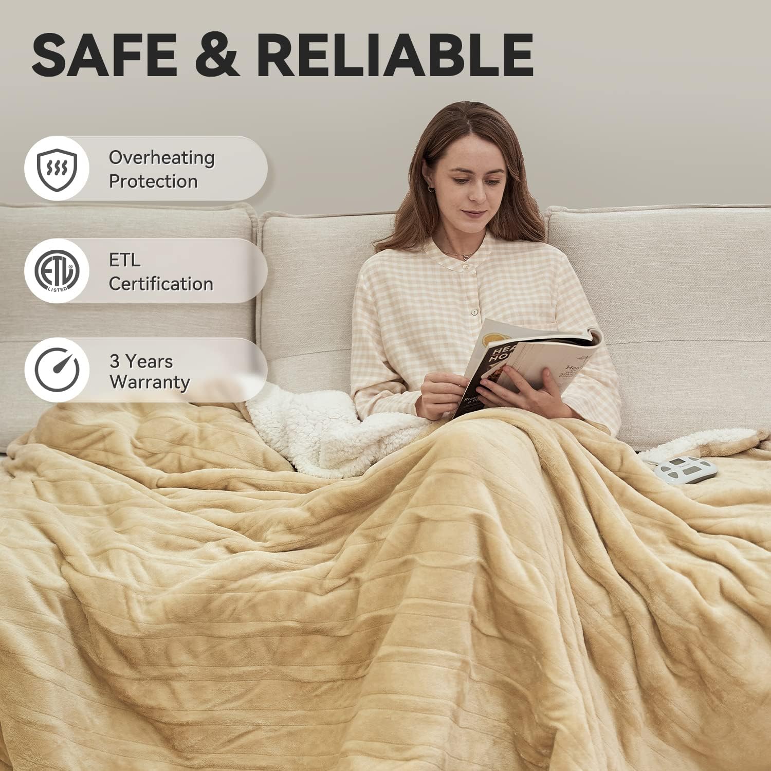 Warm Storm Electric Blanket Queen Size Dual Control 84x90 Inch, Heated Blanket Soft Flannel, Heating Blanket 10 Heating Levels, 1-12 Hours Timed Off, Machine Washable : Home & Kitchen