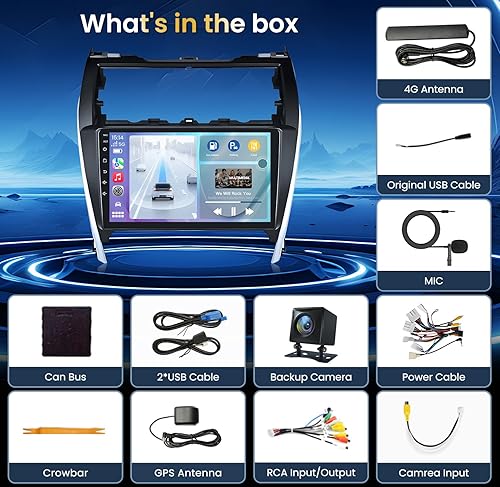 Miniatura 8 de Radio estéreo de coche para Toyota Camry 2012 2013 2014, unidad principal de pantalla táctil de 10.1 pulgadas con Carplay Android Auto, compatible