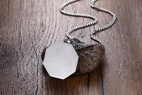 Miniatura 4 de VNOX Collar con colgante personalizado de acero inoxidable con grabado personalizado para identificación de alerta médica de emergencia para hombres