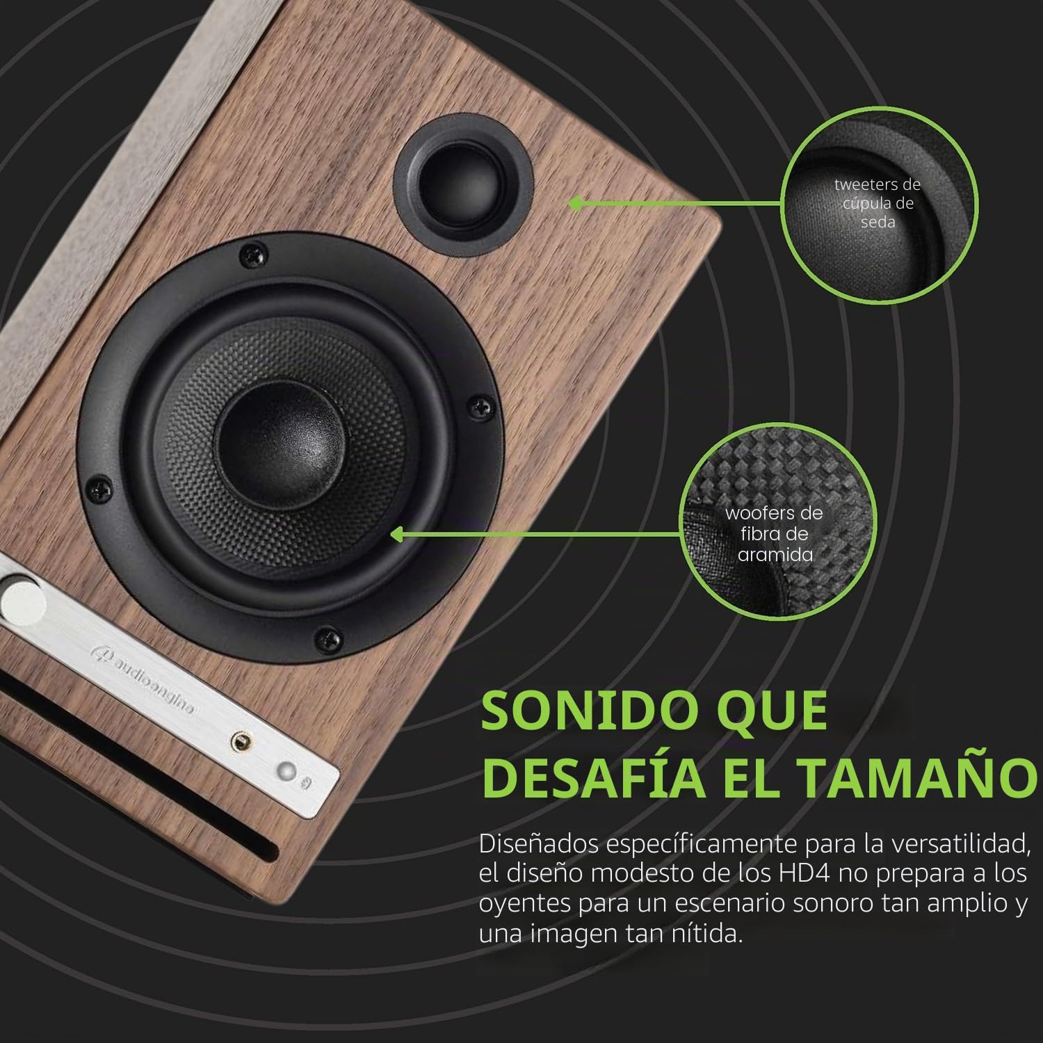 Audioengine HD4 Haut-Parleur Sans Fil Bluetooth | Haut-parleurs pour PC de Bureau, Enceinte Musicale pour la Maison aptX HD Bluetooth, d'Enceintes Stéréo de Bibliothèque Amplificateur Intégré (Noyer) | DAC de 24 bits, altavoces de escritorio para música,