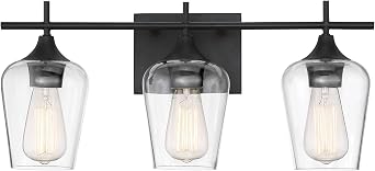Savoy House 8-4030-3-13 Octave Bohemian Clear Glass Bathroom Vanity Wall Light, 3-Light 180 Total Watts, 10" H x 21" W, English Bronze