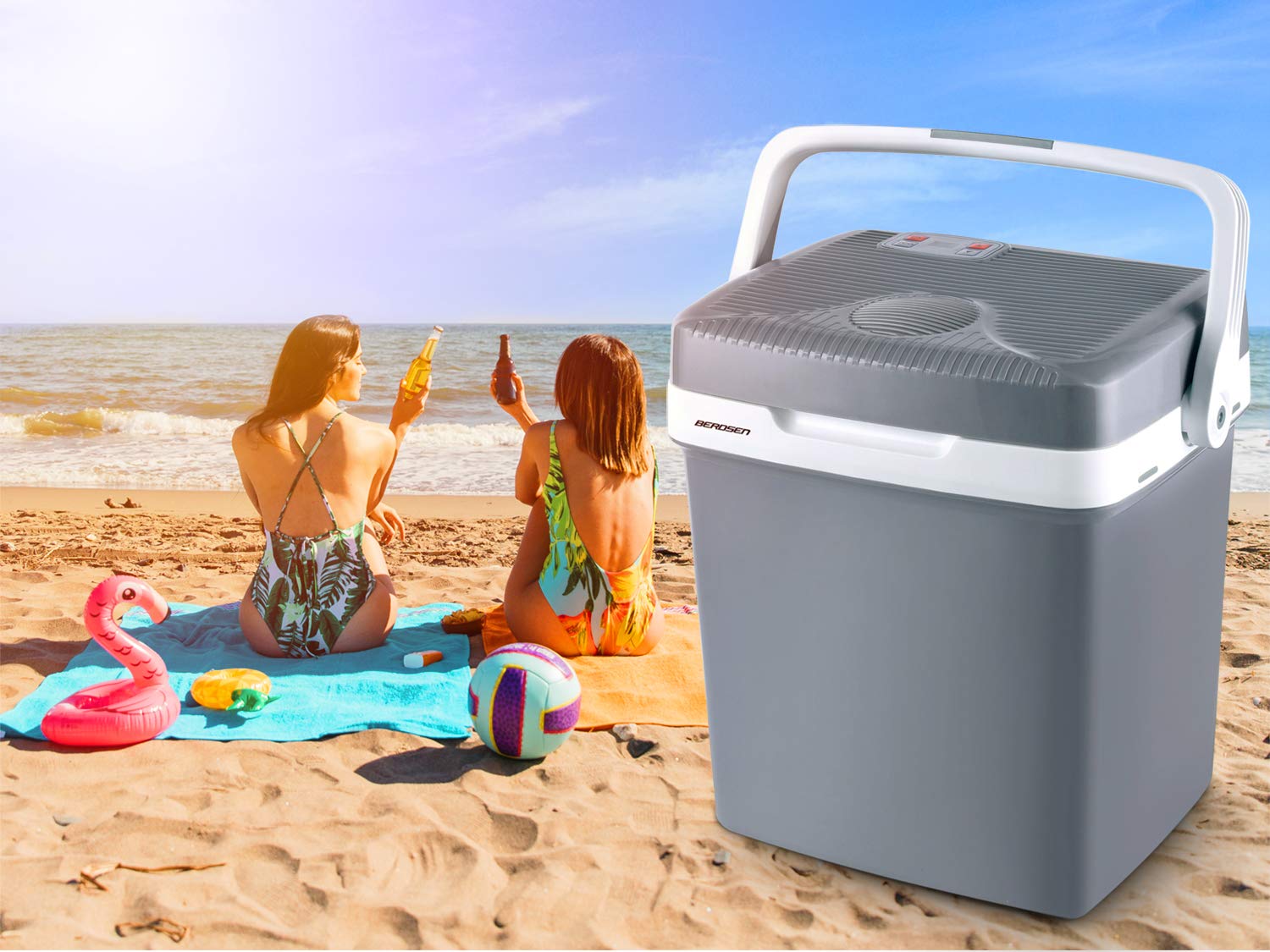Berdsen Kühlbox Auto Camping Kühlschrank Für Auto LKW Boot Elektrisch Kühlung Bis 0°C Mit Wärmefunktion Bis 65°C 12V 230V Energiesparend 26L