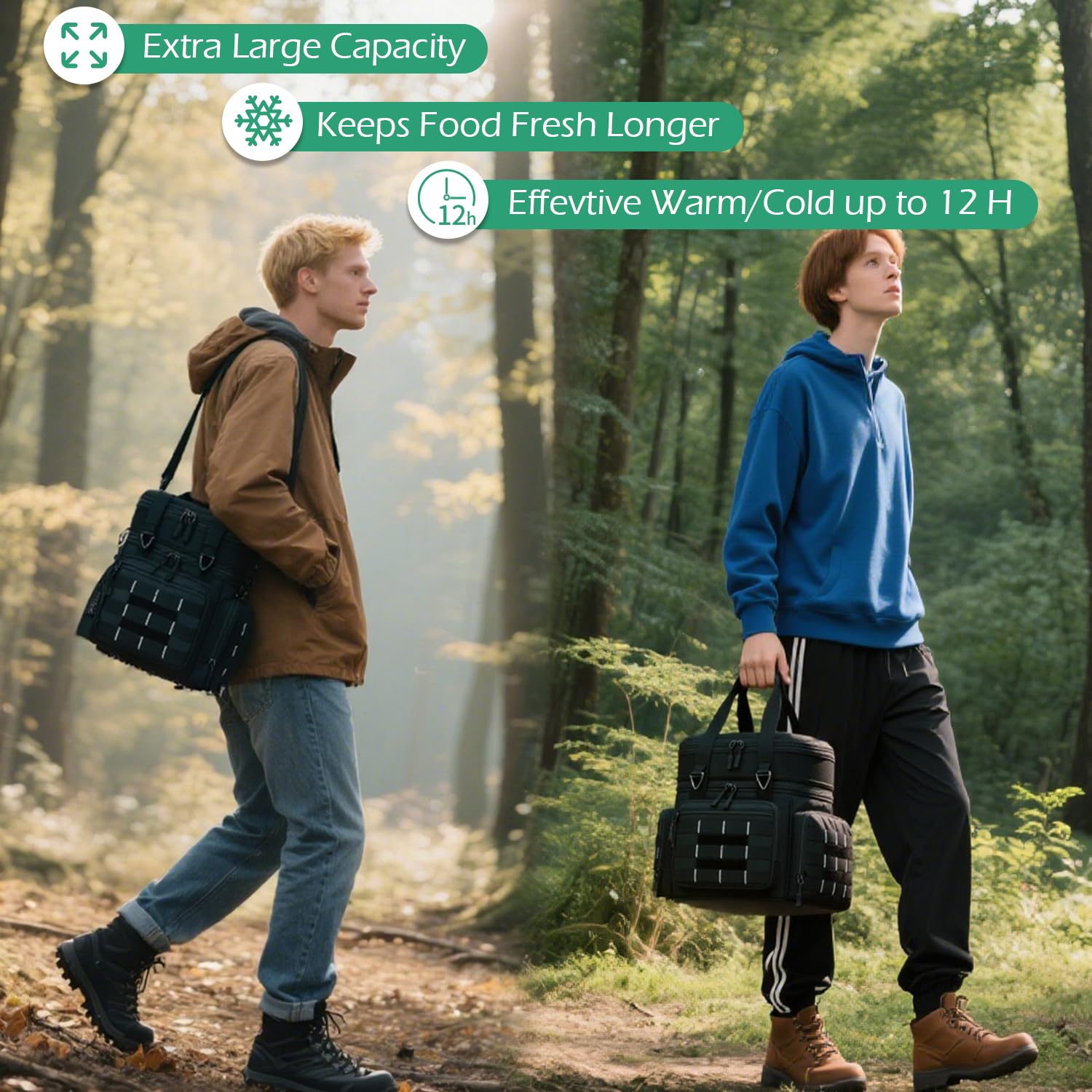 Kühltasche Picknicktasche erweiterbare Isoliertasche Lunchtasche Essen & Getränk Thermotasche für Schule Arbeit Camping