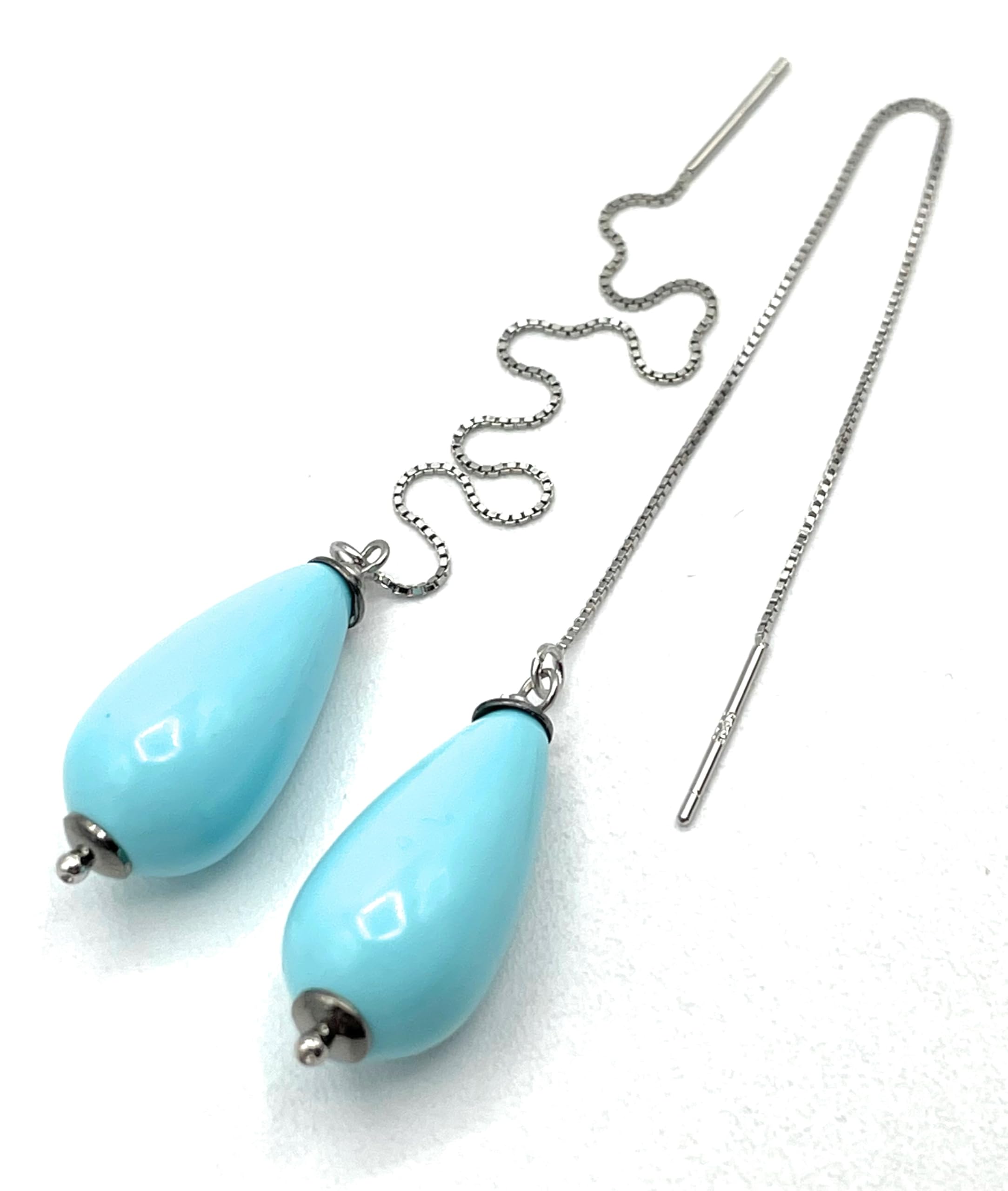 Pendientes Lagrimas Turquesas y Plata 925 Made in Italy, Joyas Artesanales Minimalistas, Regalo para Mujer