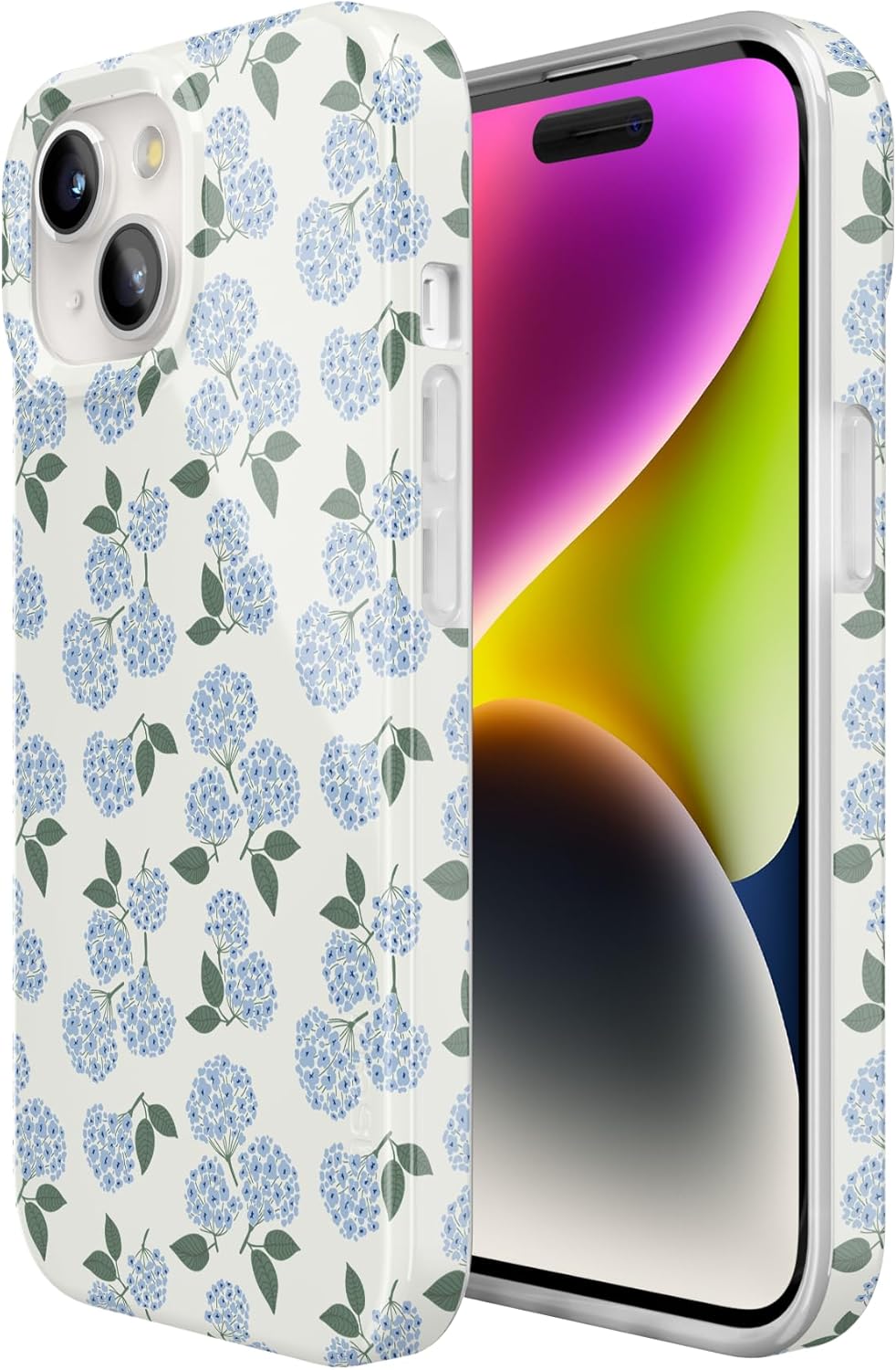 Casely iPhone 15 Case | Nantucket Cottage | Blue Hydrangea | Compatible with MagSafe | Classic Ultra Slim Design