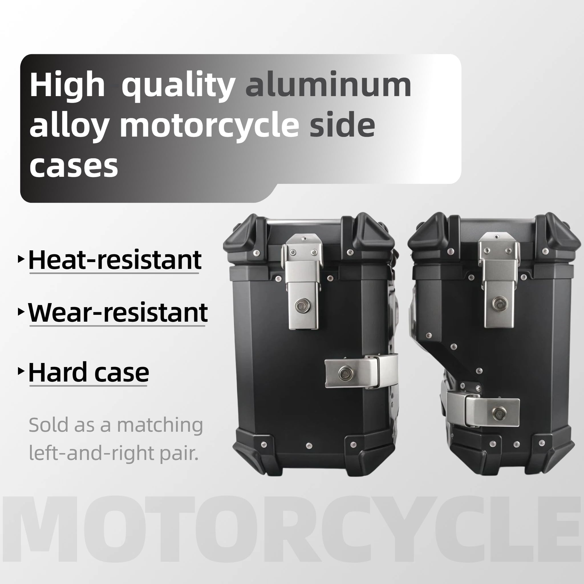 Genérico Caja De Herramientas Lateral Universal para Motocicleta Maletas Laterales Impermeables De Aluminio para Motocicleta 38L Negro