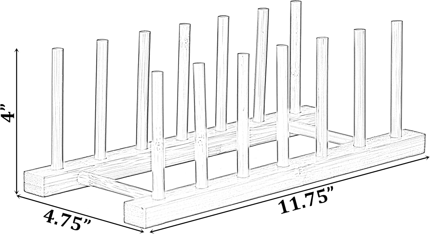 Set of 2 Bamboo Wooden Dish Drainer Rack, Plate Rack, and Drying Drainer (6 Grid)