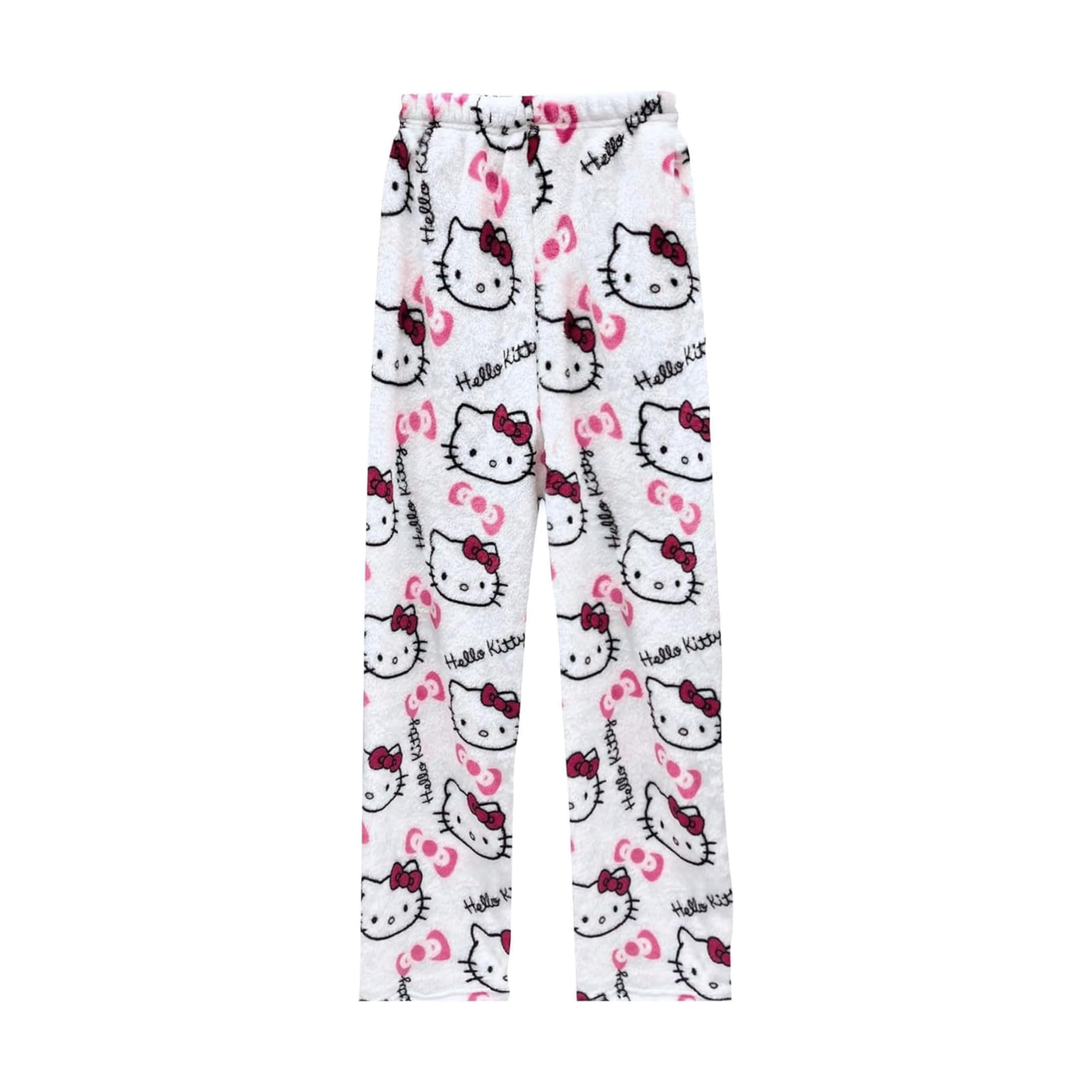 BIUGNVW Anime Pajamas Pants Women Cartoon Family Christmas Pajama Pants Kawaii Flannel Pajama Pants Black and Pink