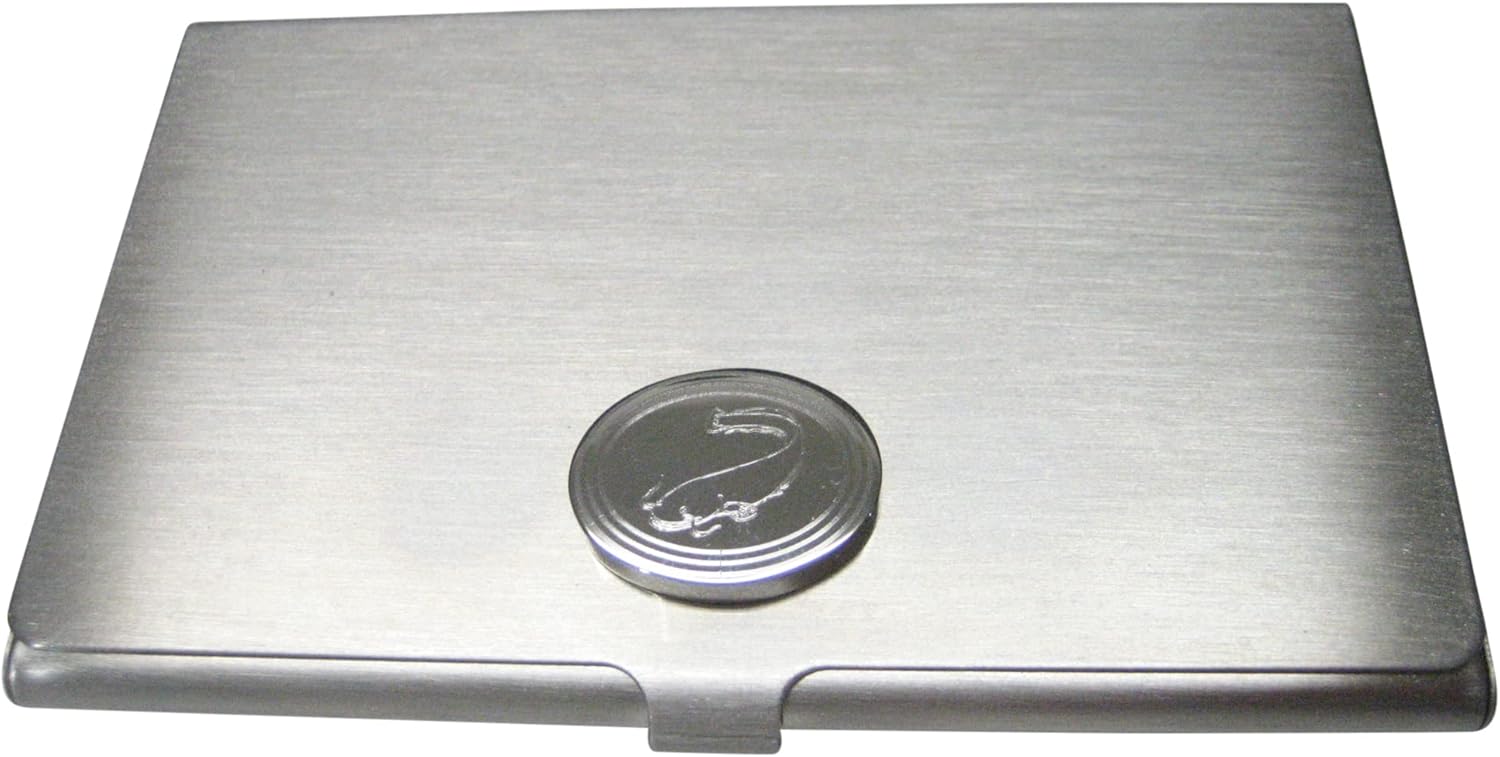 Kiola Designs Silver Toned Oval Etched Catfish Business Card Holder