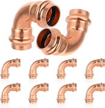 10PC HeSun 3/4" x 3/4" Copper Press 90-Degree Elbow FittingsPRESS005-10
